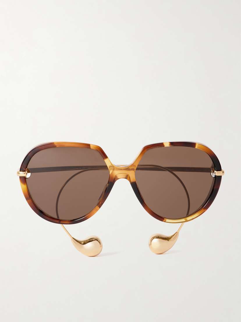 Bottega Veneta Eyewear Drop Round-frame Tortoiseshell Acetate And Gold-tone Sunglasses