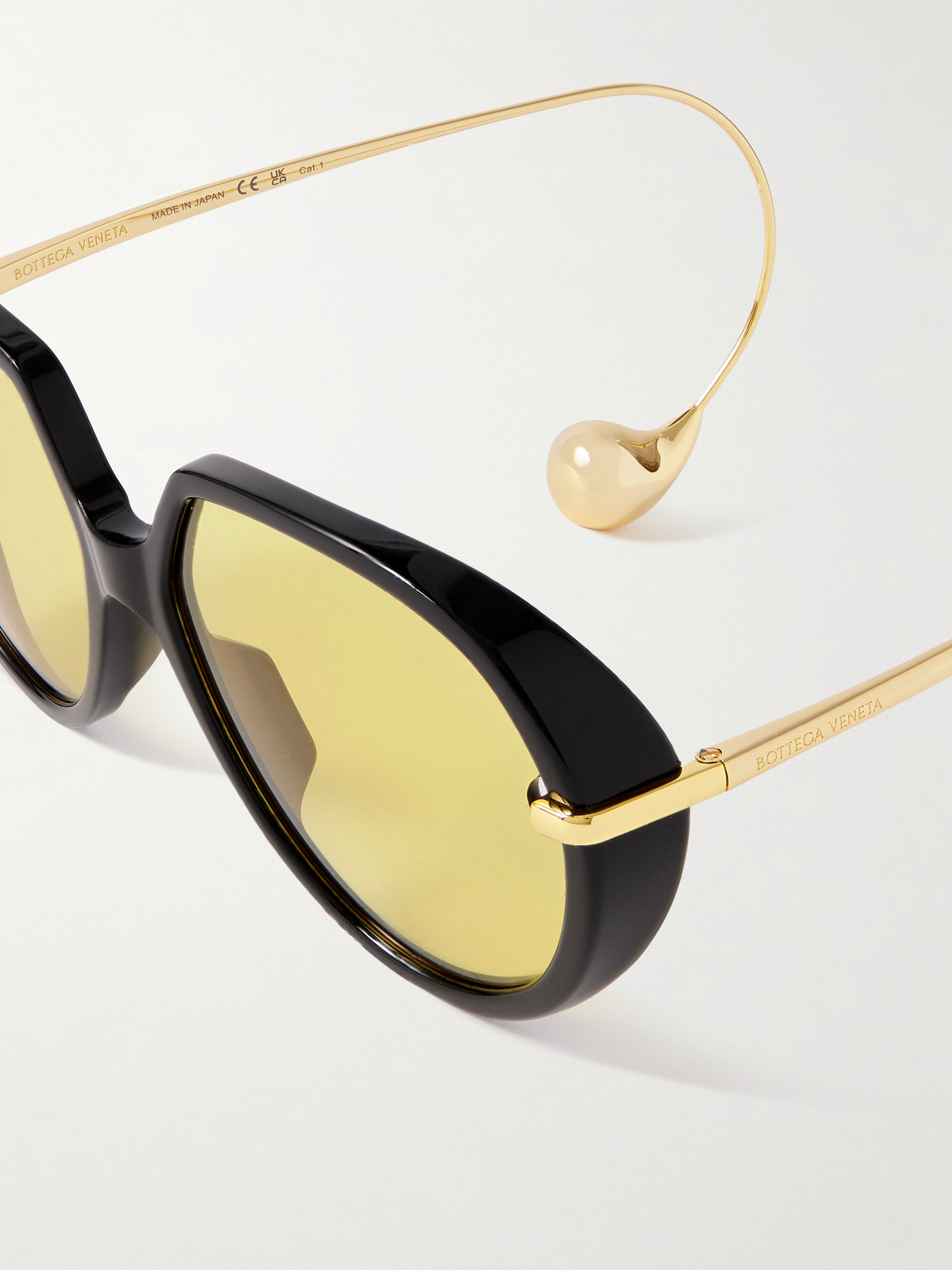 Bottega Veneta Drop Round-frame Acetate And Gold-tone Sunglasses In Gold