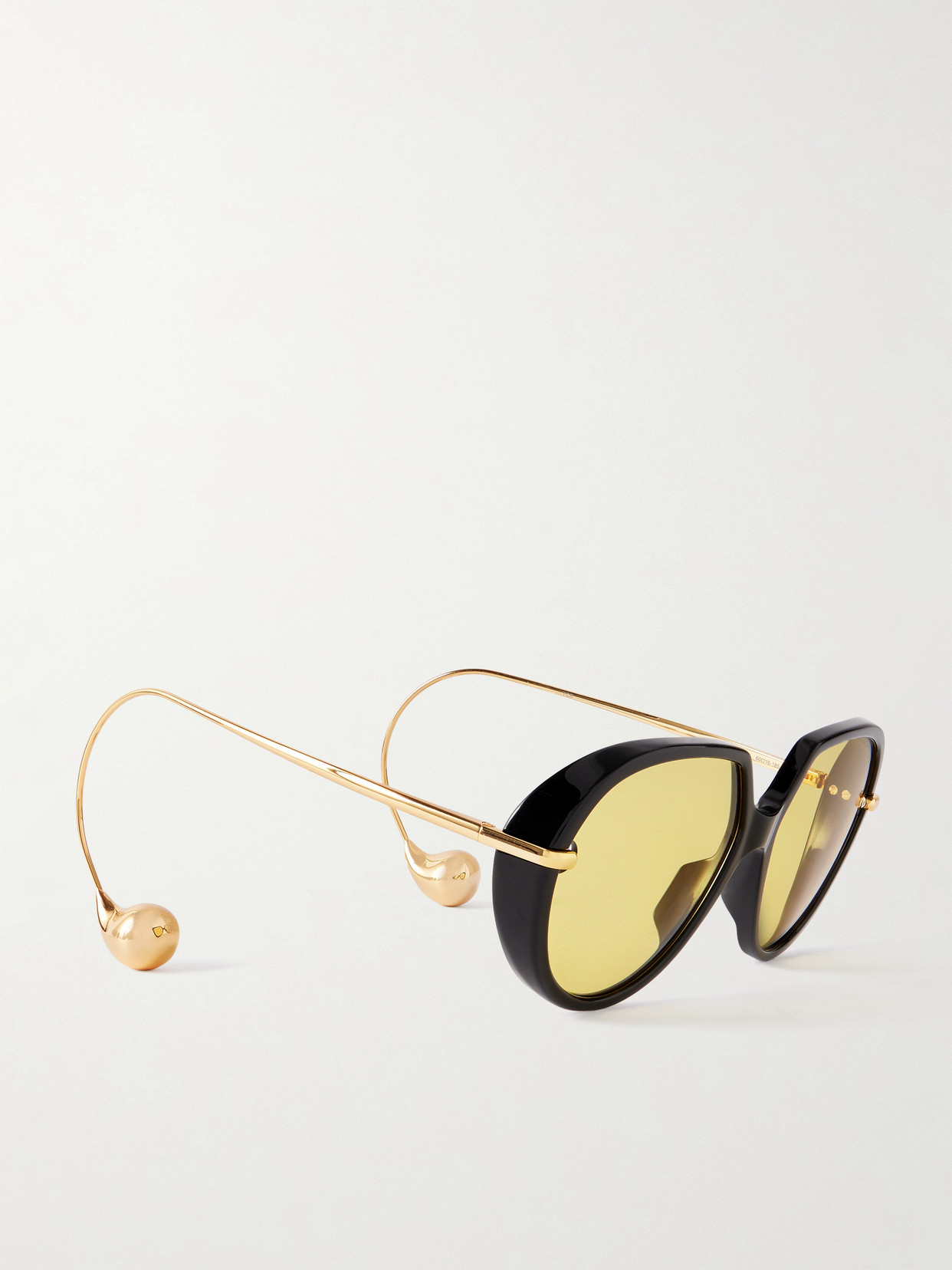 Bottega Veneta Drop Round-frame Acetate And Gold-tone Sunglasses In Gold