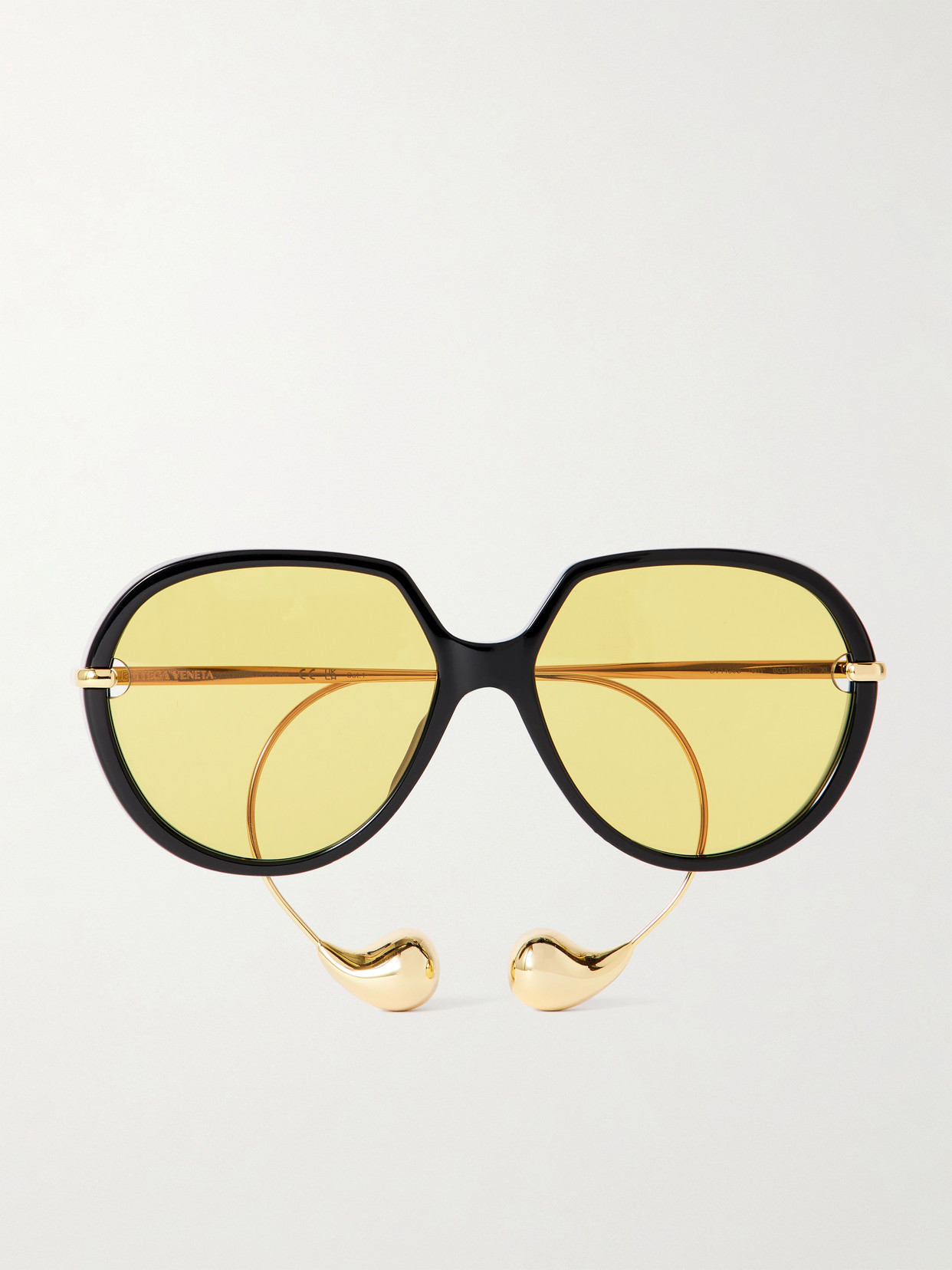 Bottega Veneta Drop Round-frame Acetate And Gold-tone Sunglasses