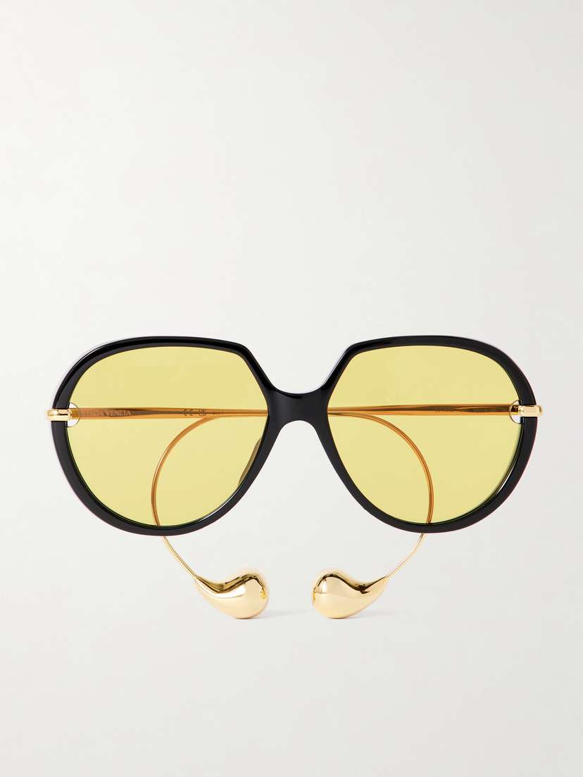 Bottega Veneta Eyewear Drop Round-frame Acetate And Gold-tone Sunglasses