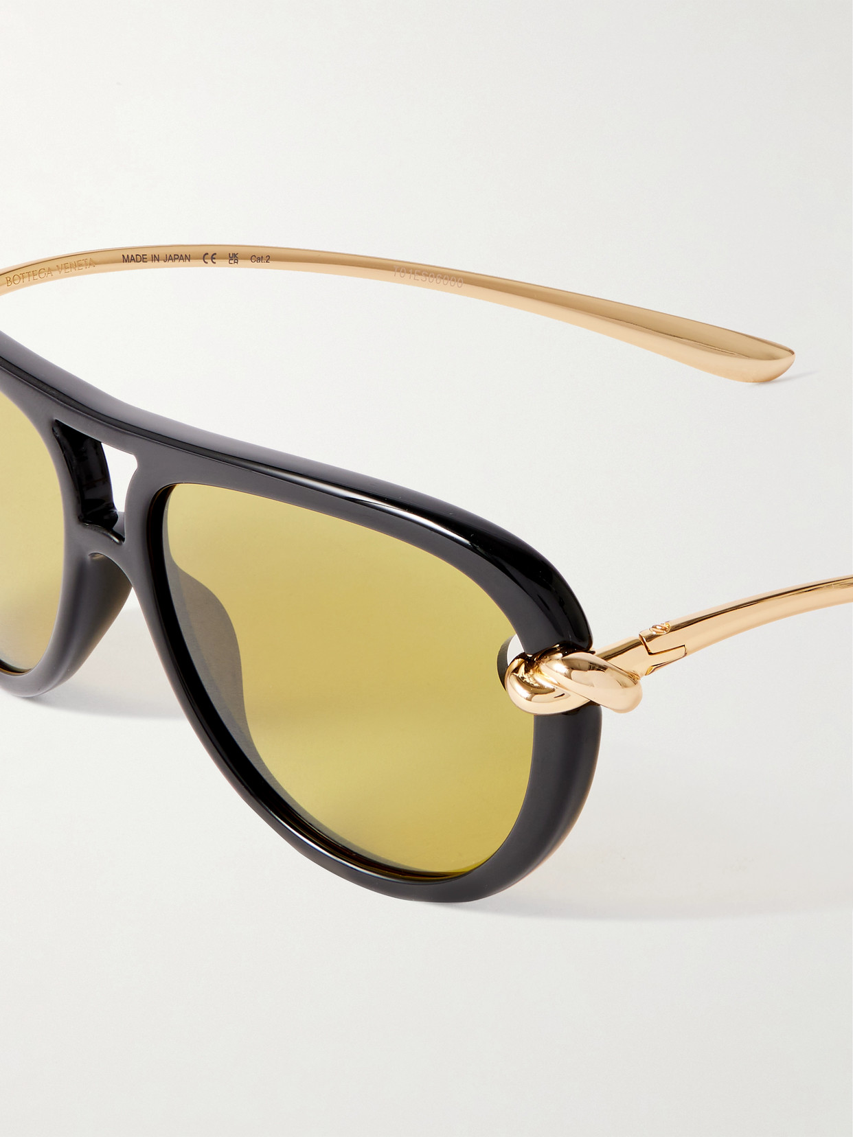 Bottega Veneta New Knot Aviator-style Acetate And Gold-tone Sunglasses In Gold