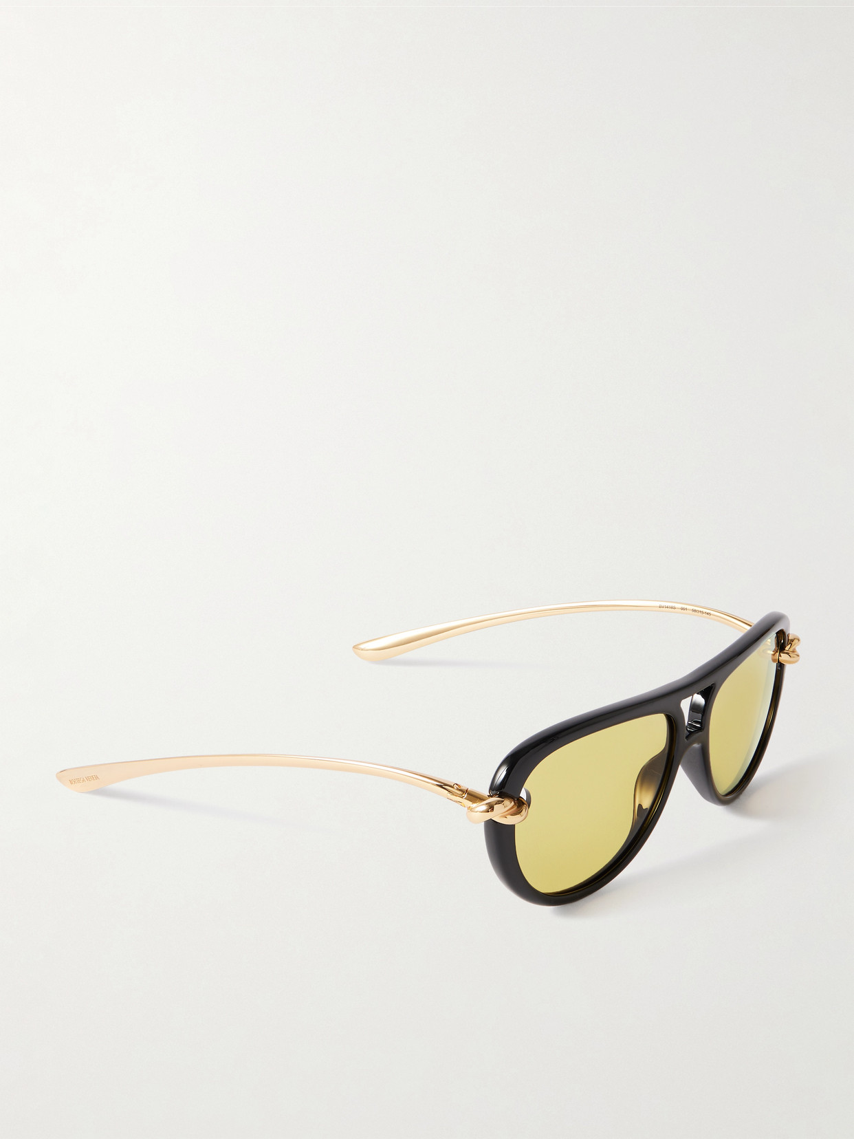 Bottega Veneta New Knot Aviator-style Acetate And Gold-tone Sunglasses In Gold