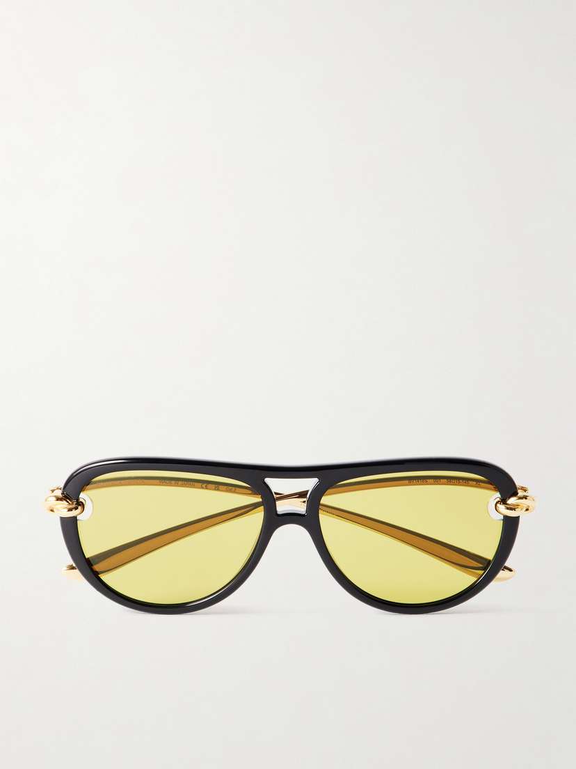 Bottega Veneta Eyewear New Knot Aviator-style Acetate And Gold-tone Sunglasses