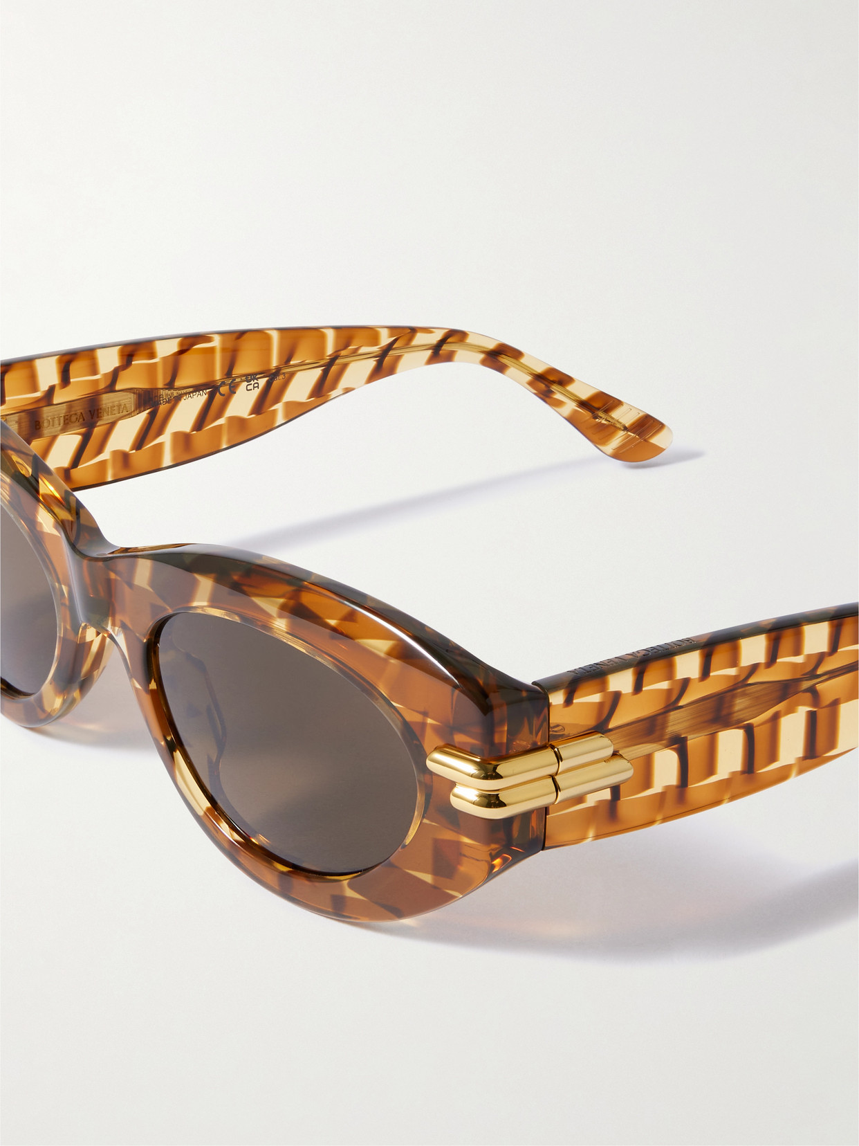 Bottega Veneta Oval-frame Acetate Tortoiseshell Sunglasses In Brown