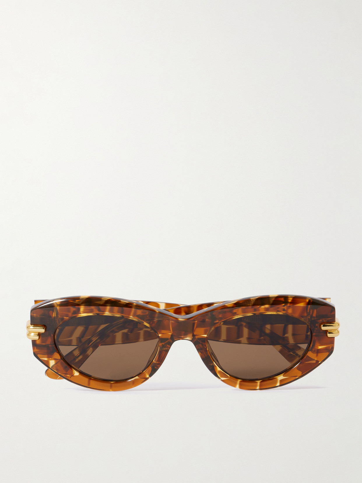 Bottega Veneta Oval-frame Acetate Tortoiseshell Sunglasses In Brown