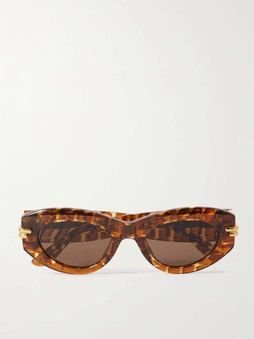 Bottega Veneta Eyewear Oval-frame Acetate Tortoiseshell Sunglasses