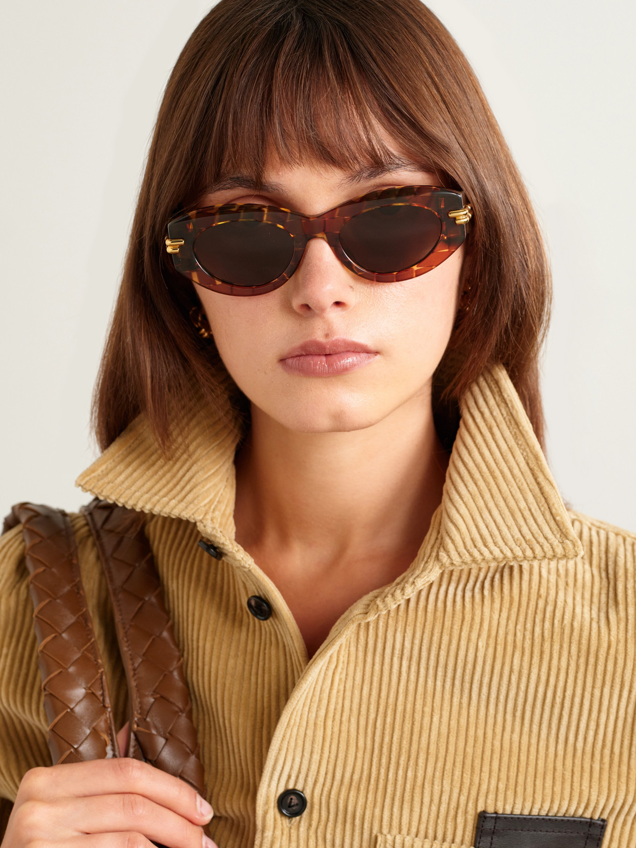 Bottega Veneta Oval-frame Acetate Tortoiseshell Sunglasses In Brown