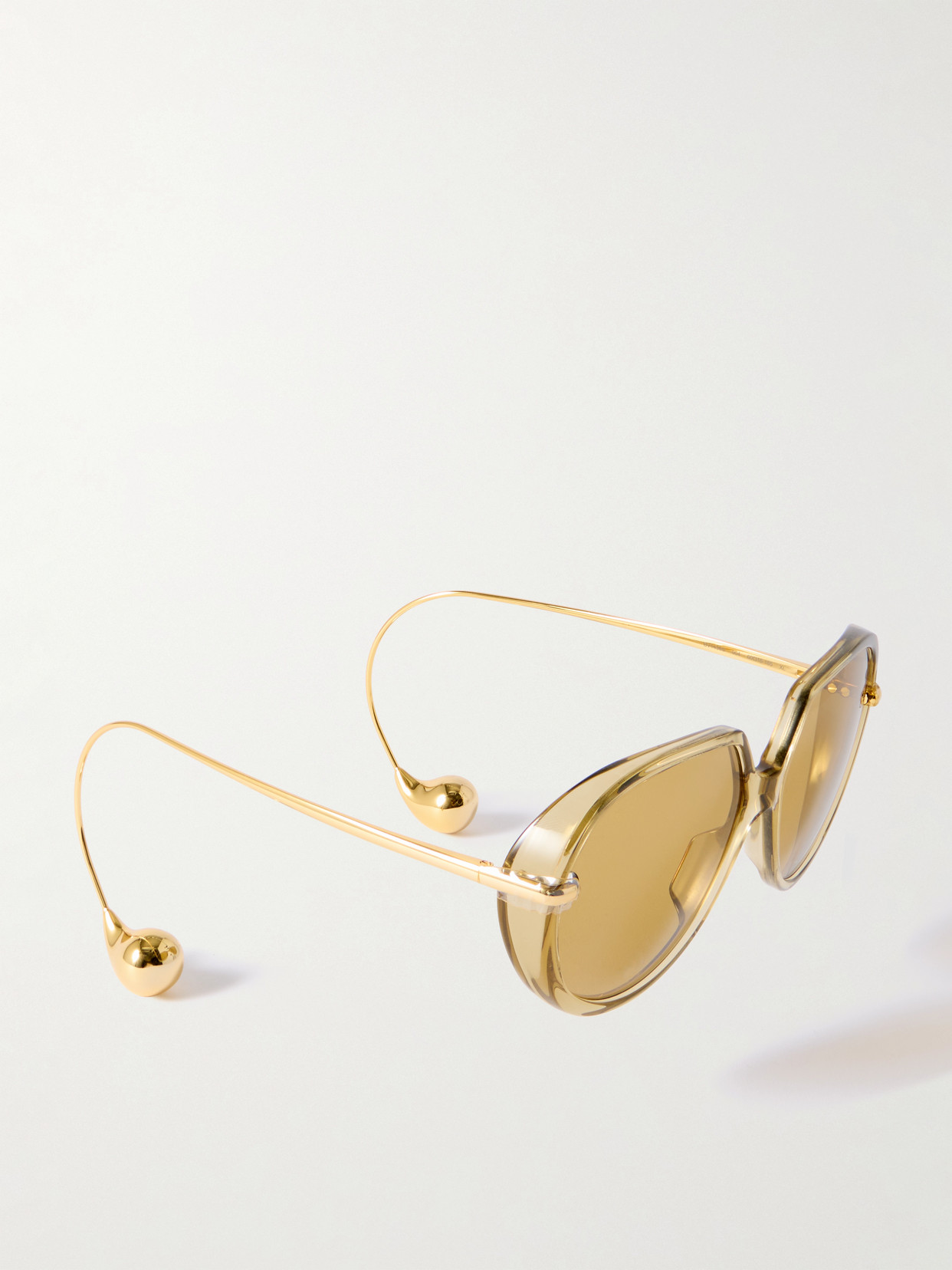 Bottega Veneta Drop Round-frame Acetate And Gold-tone Sunglasses In Yellow