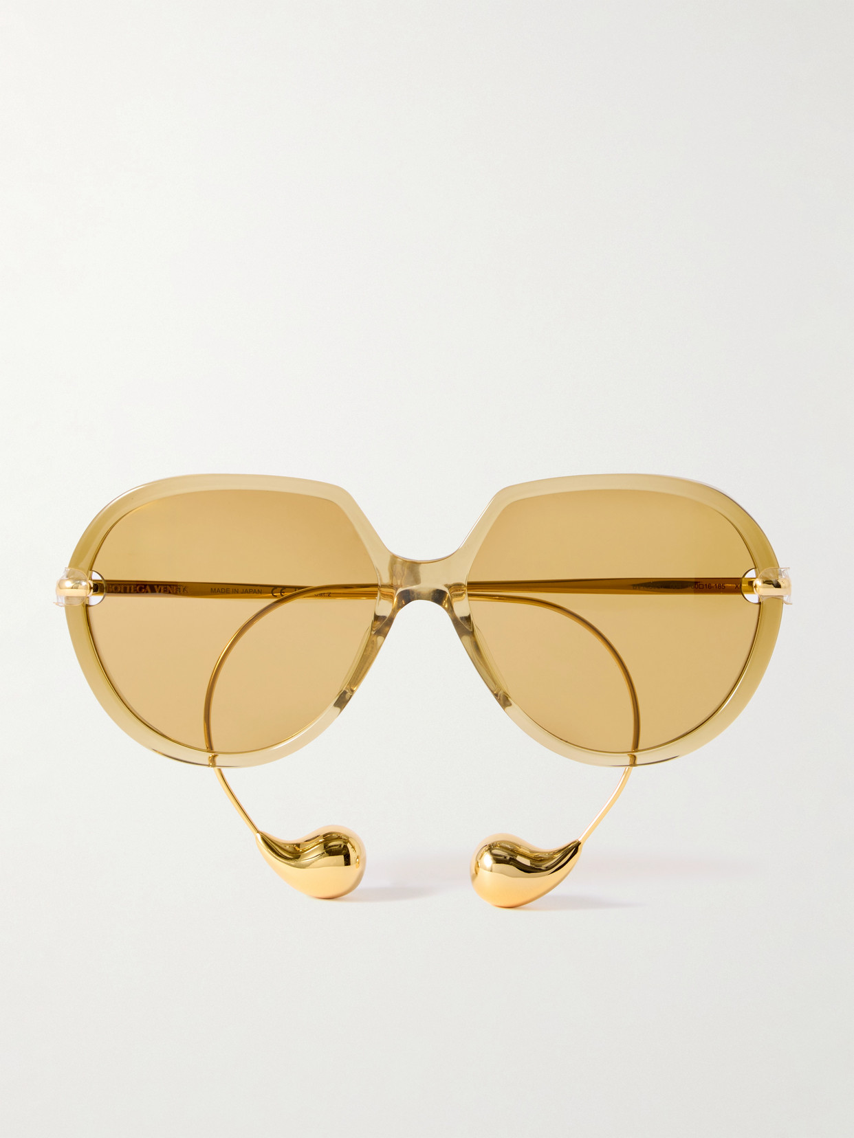 Bottega Veneta Drop Round-frame Acetate And Gold-tone Sunglasses In Yellow