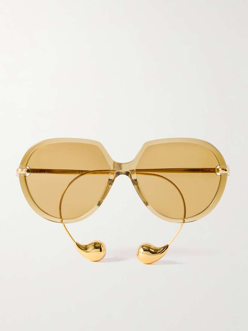 Bottega Veneta Eyewear Drop Round-frame Acetate And Gold-tone Sunglasses