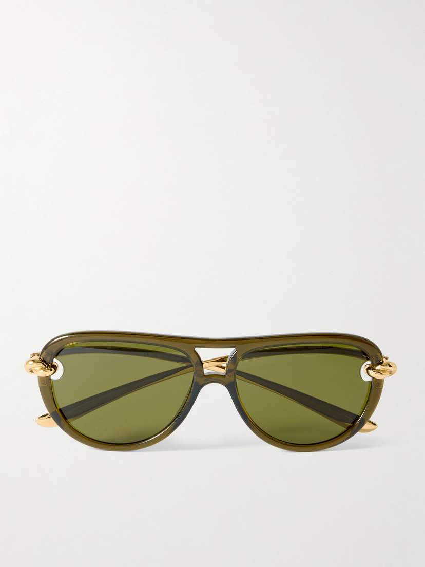 Bottega Veneta Eyewear New Knot Aviator-style Acetate And Gold-tone Sunglasses