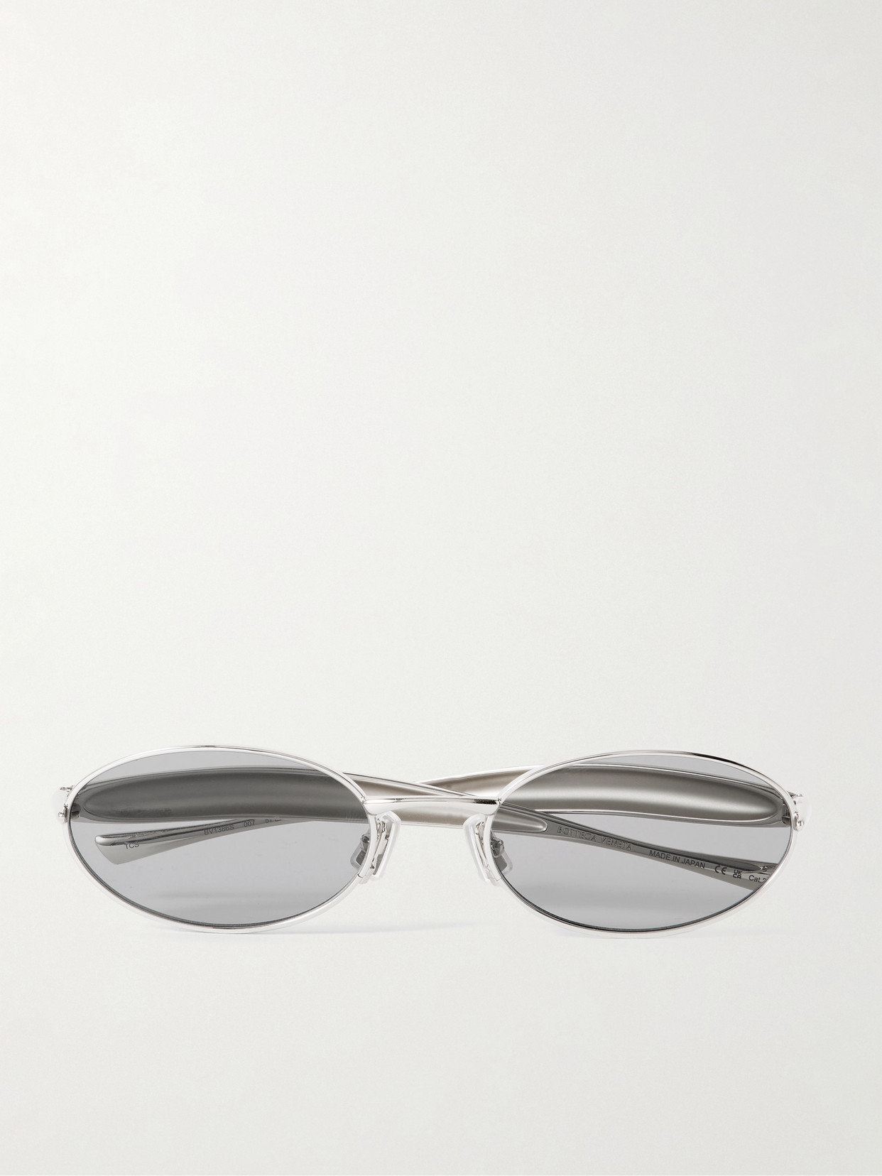 Bottega Veneta Sardine Oval-frame Silver-tone Sunglasses