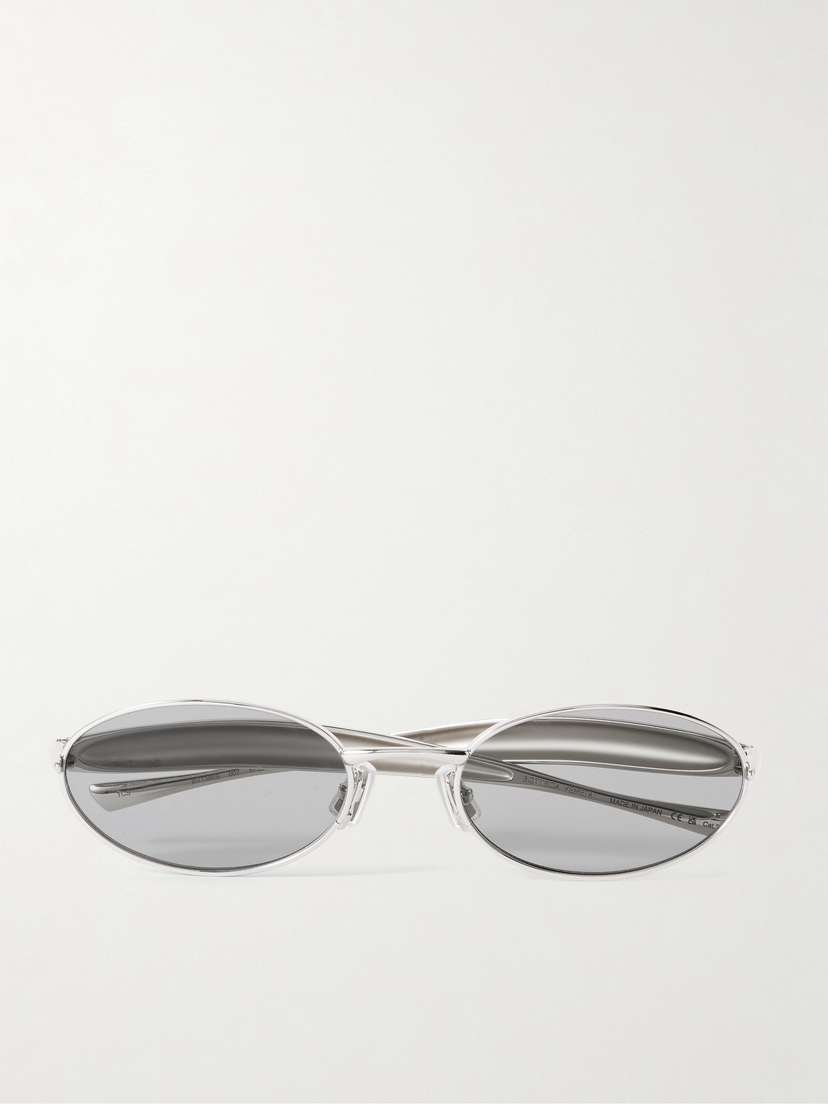 Bottega Veneta Eyewear Sardine Oval-frame Silver-tone Sunglasses