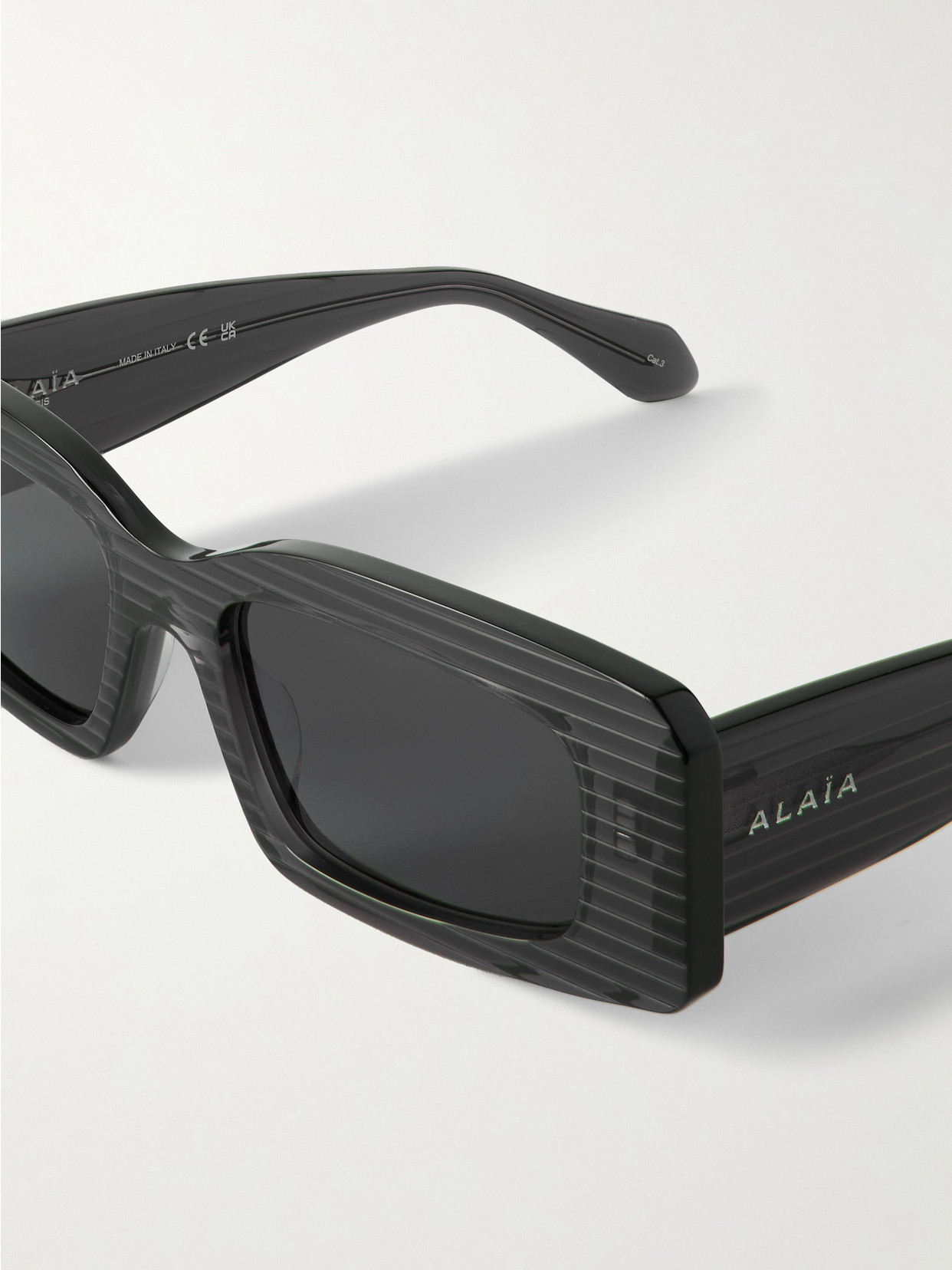 Alaïa Rectangular-frame Textured-acetate Sunglasses In Black