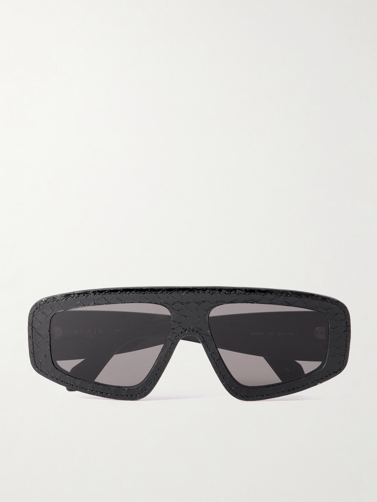Alaïa Mask D-frame Snake-effect Leather And Acetate Sunglasses In Black