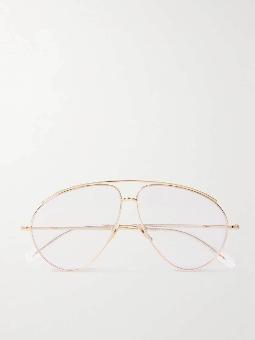 Gucci Eyewear Fashion Show Aviator-style Gold-tone Optical Glasses