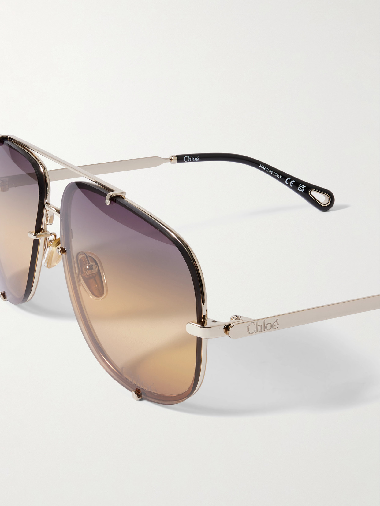 Chloé Ivy Aviator-style Gold-tone Sunglasses In Gold