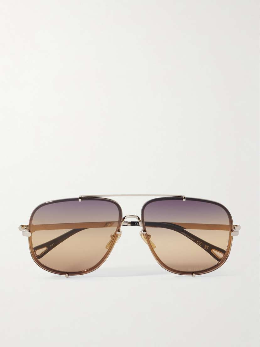 Chloé Ivy Aviator-style Gold-tone Sunglasses