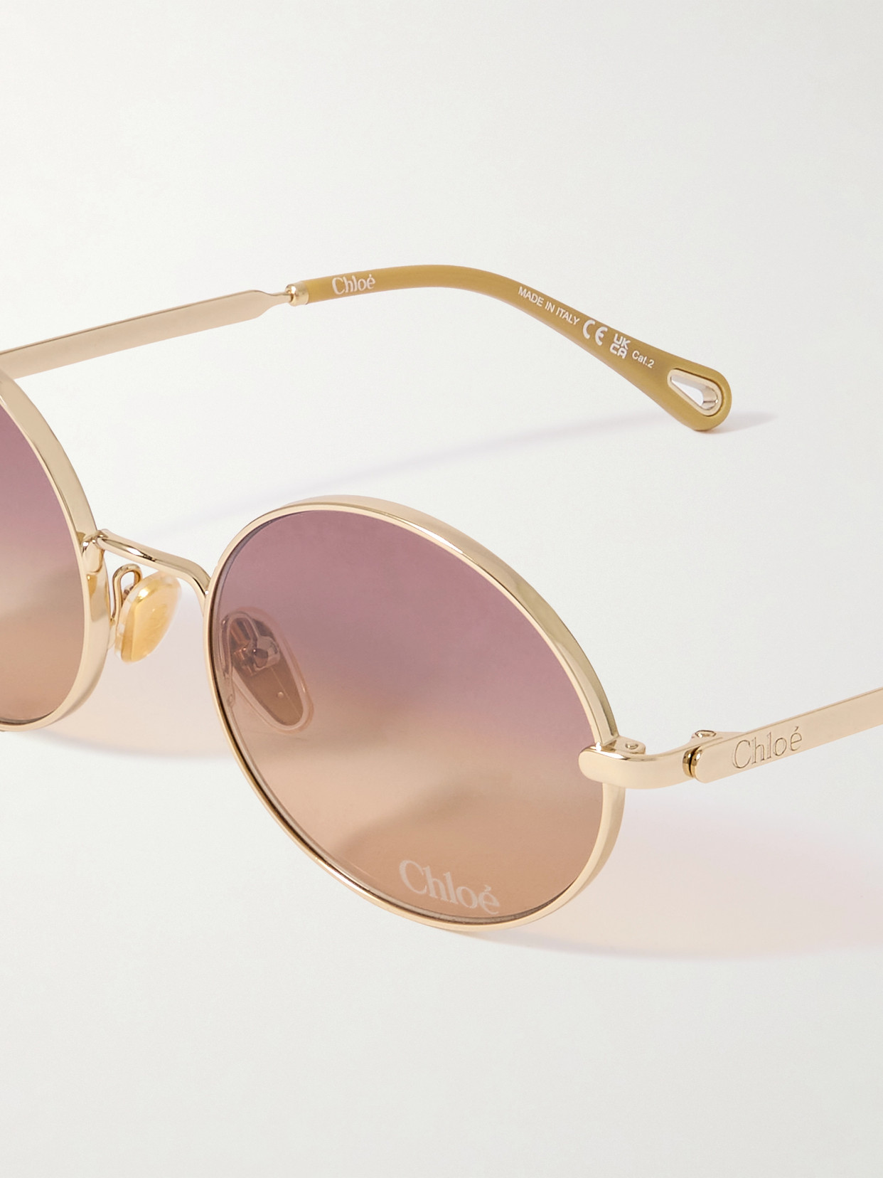 Chloé Aly Oval-frame Gold-tone Sunglasses In Gold