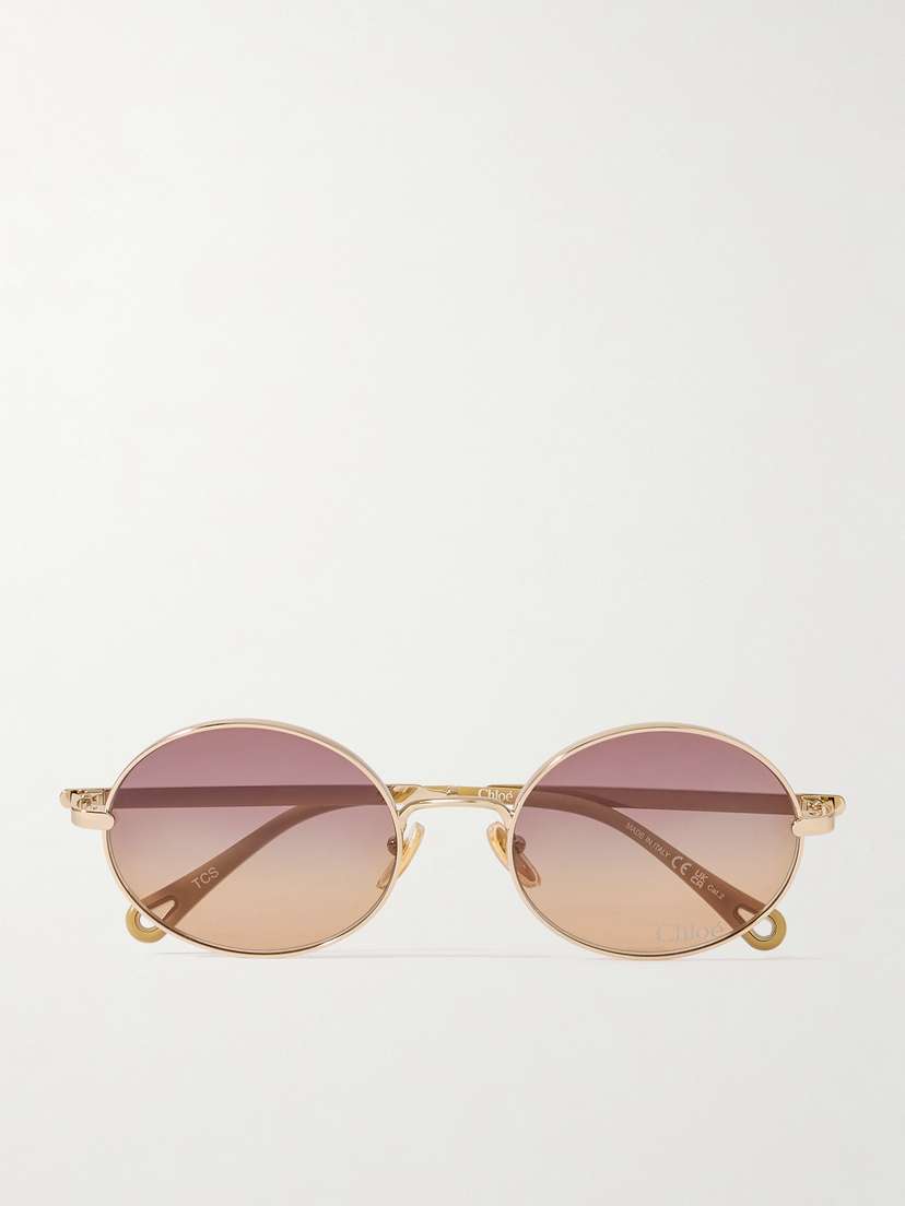 Chloé Aly Oval-frame Gold-tone Sunglasses