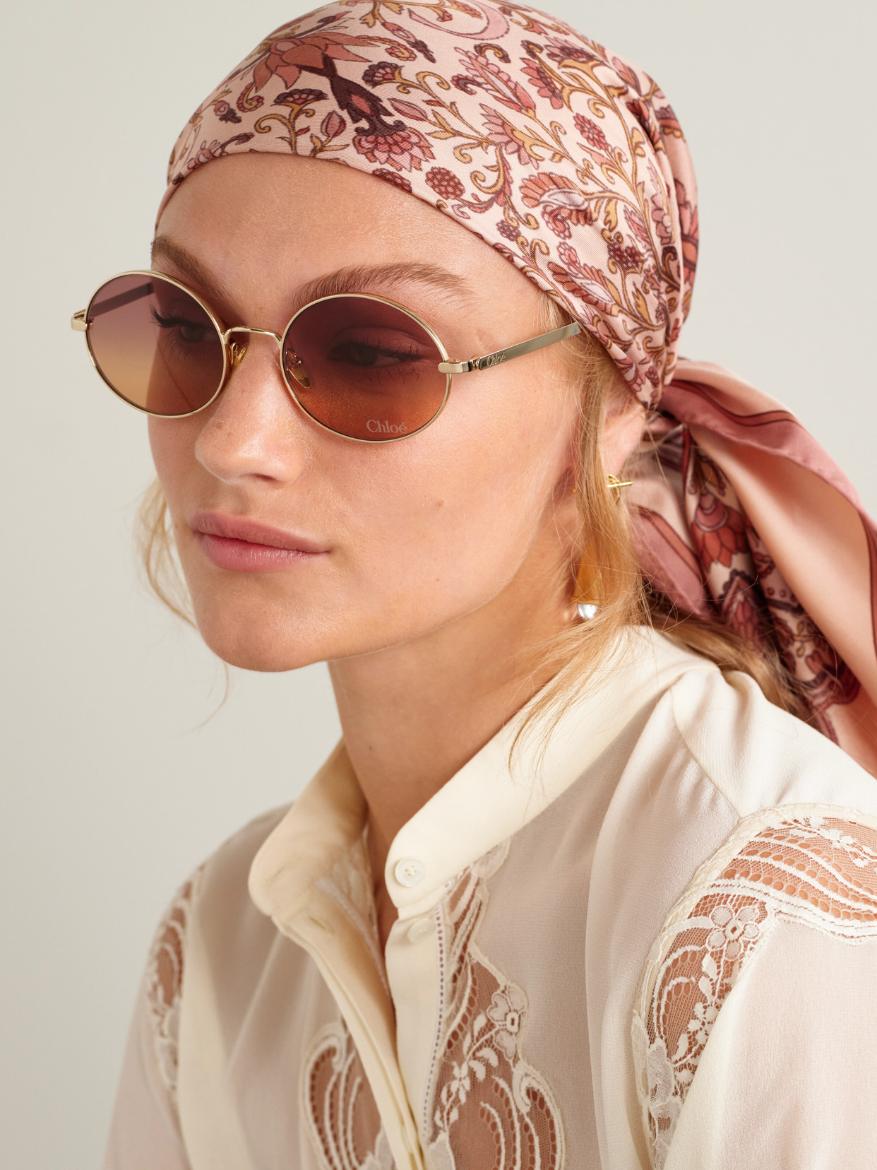 Chloé Aly Oval-frame Gold-tone Sunglasses In Gold