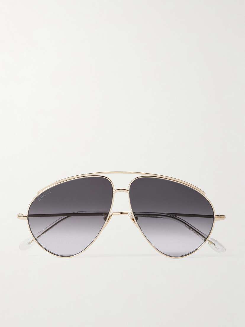 Gucci Eyewear Fashion Show Aviator-style Gold-tone Sunglasses
