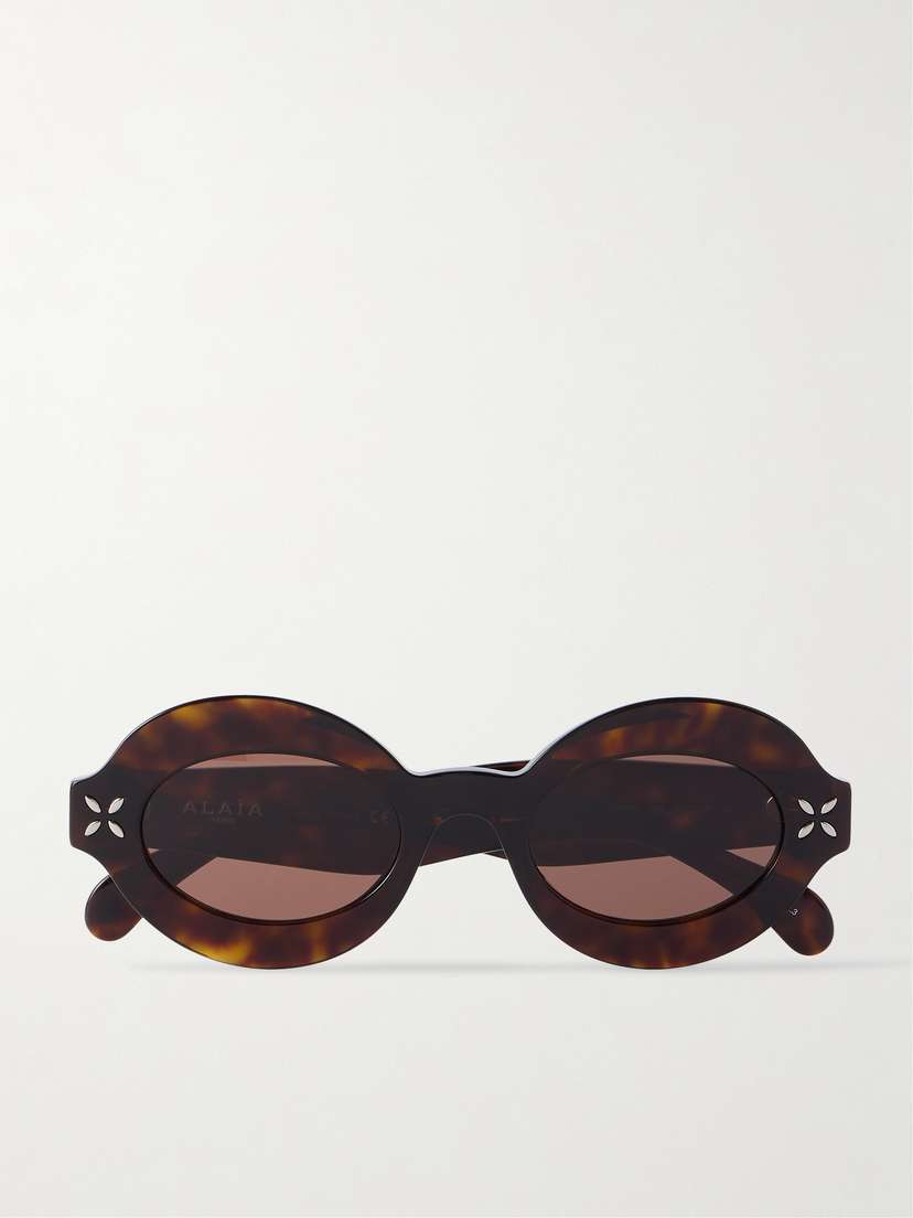 Alaïa Petal Oval-frame Tortoiseshell Acetate Sunglasses