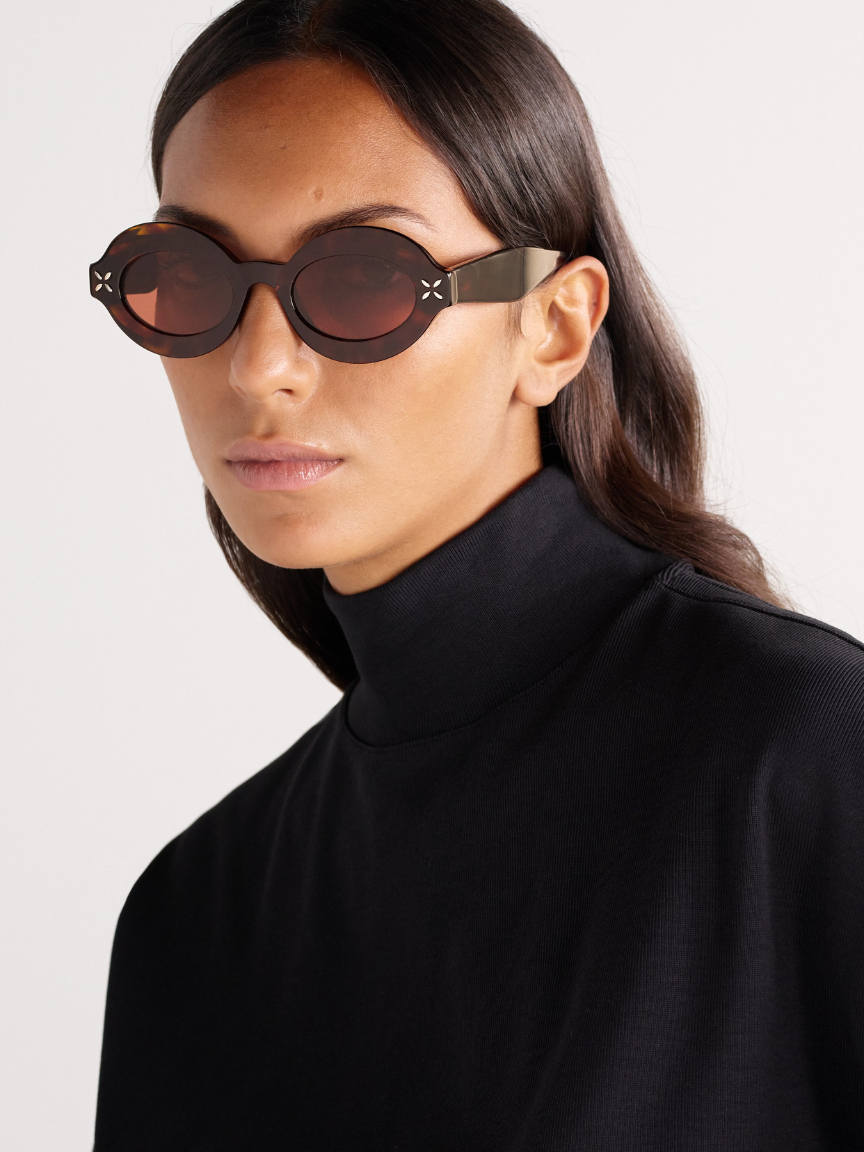 Alaïa Petal Oval-frame Tortoiseshell Acetate Sunglasses In Brown