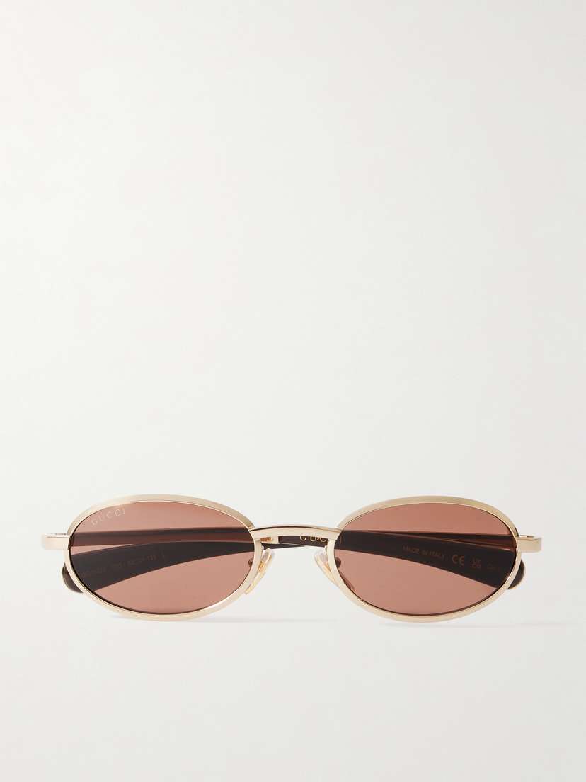 Gucci Eyewear Rodeo Drive Oval-frame Gold-tone Sunglasses