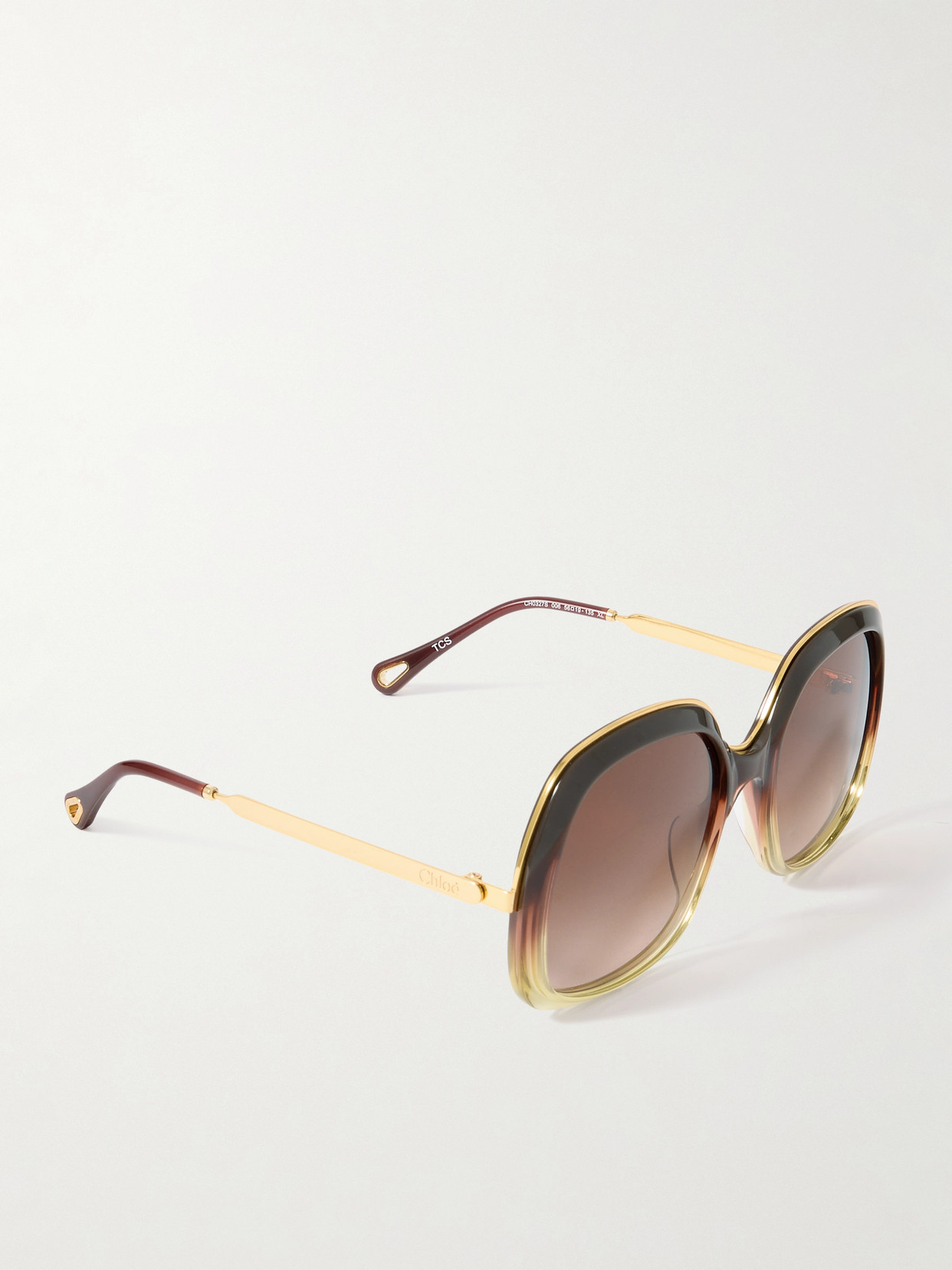 Chloé Aly Square-frame Acetate And Gold-tone Sunglasses In Brown