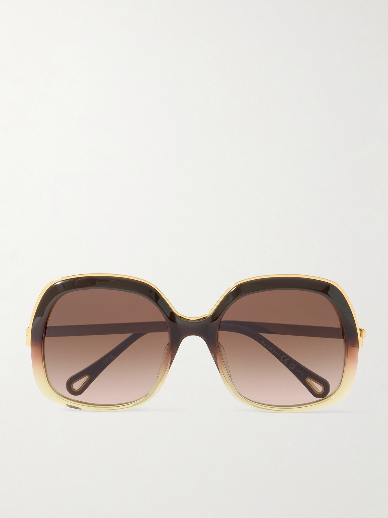 Chloé Aly Square-frame Acetate And Gold-tone Sunglasses In Brown