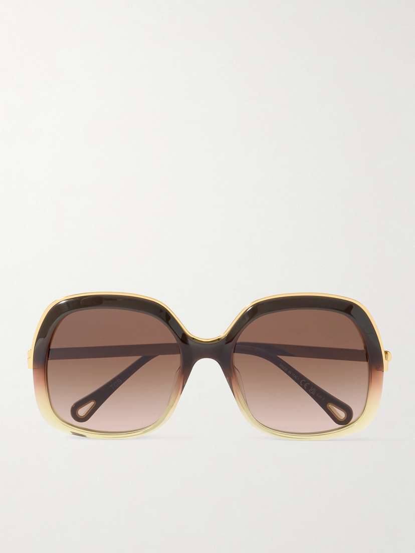 Chloé Aly Square-frame Acetate And Gold-tone Sunglasses