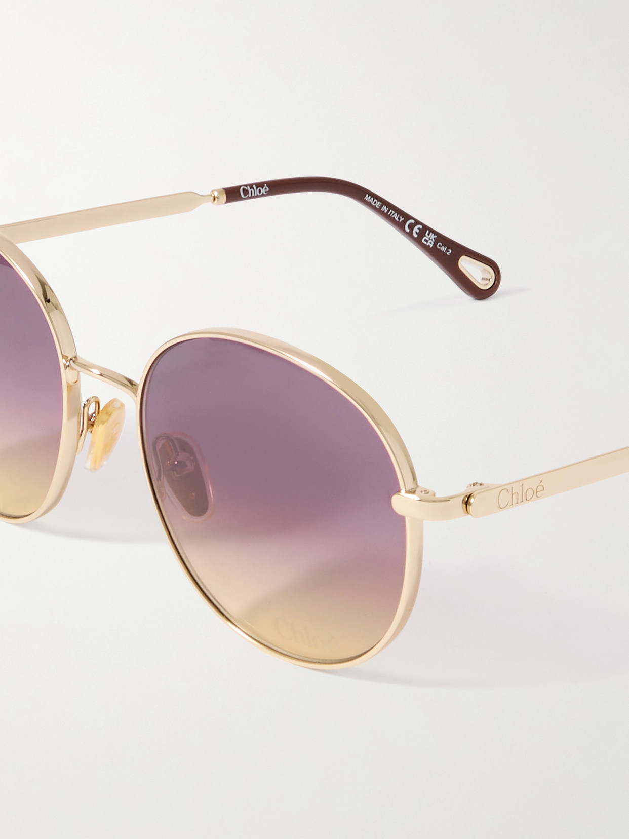 Chloé Aly Round-frame Gold-tone Sunglasses In Pink