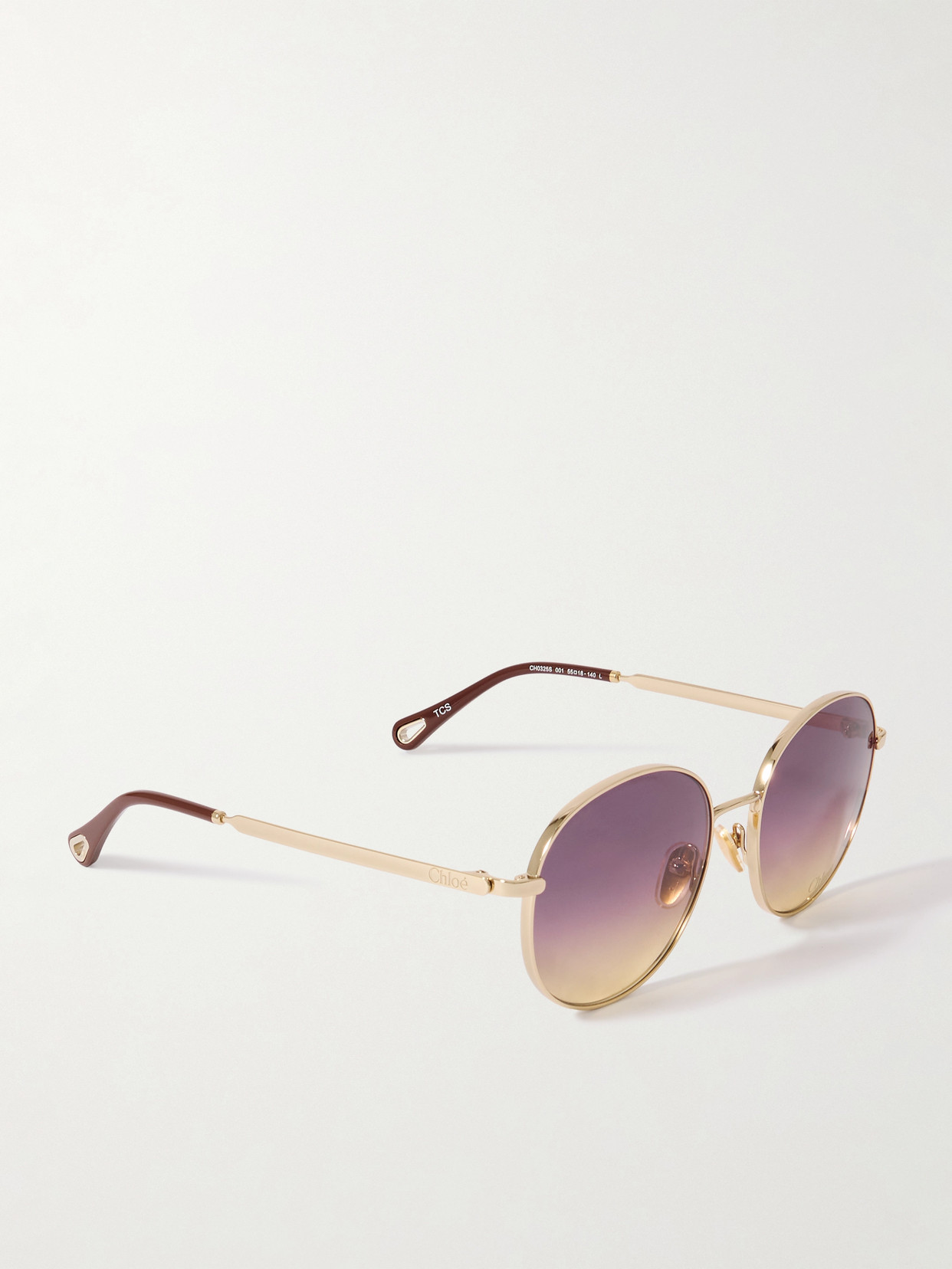 Chloé Aly Round-frame Gold-tone Sunglasses In Pink