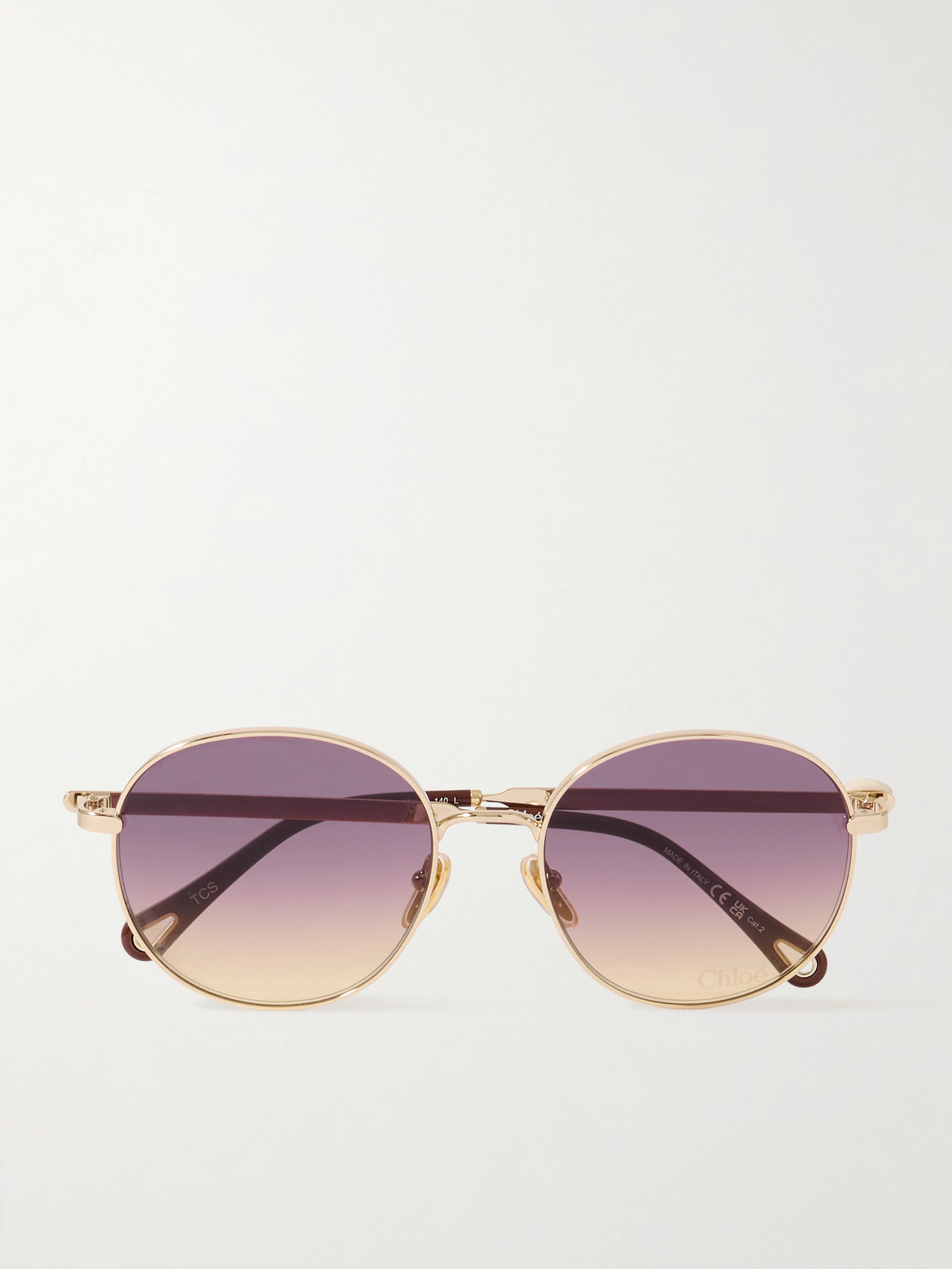 Chloé Aly Round-frame Gold-tone Sunglasses In Pink