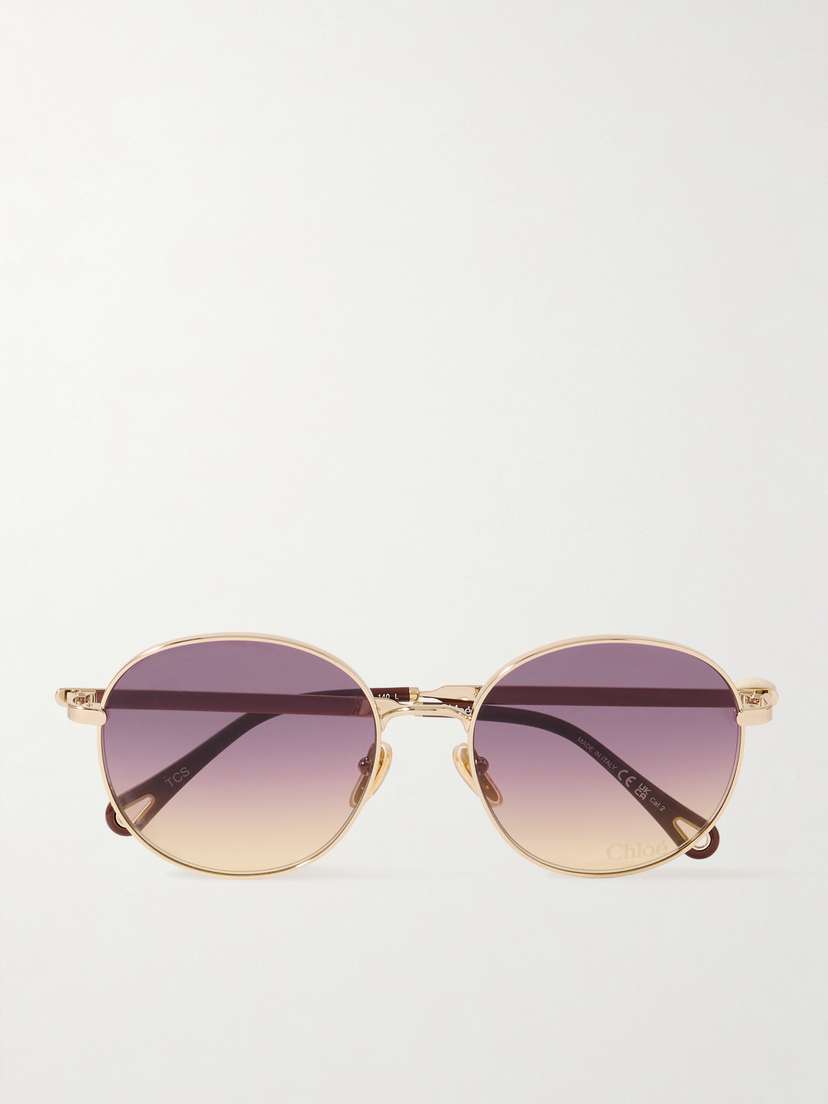 Chloé Aly Round-frame Gold-tone Sunglasses