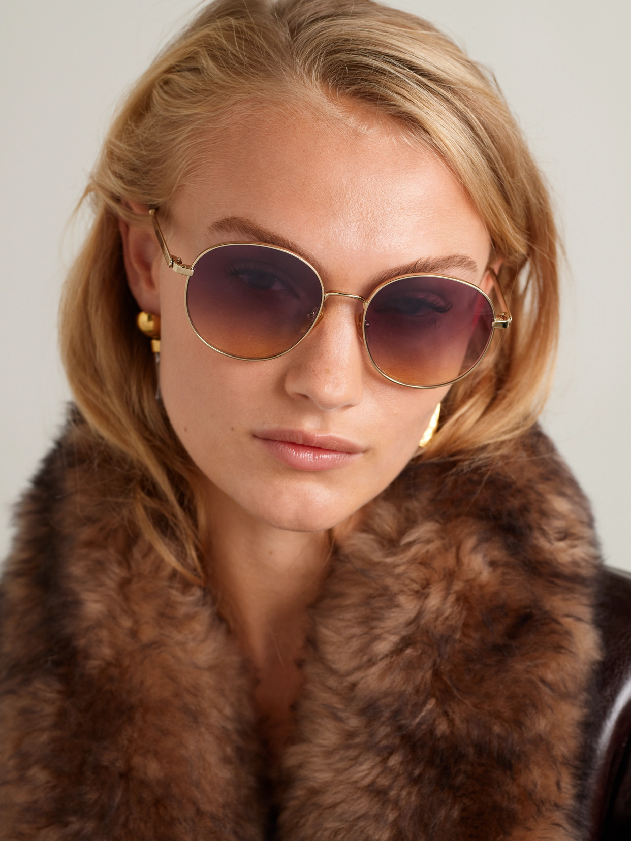 Chloé Aly Round-frame Gold-tone Sunglasses In Pink
