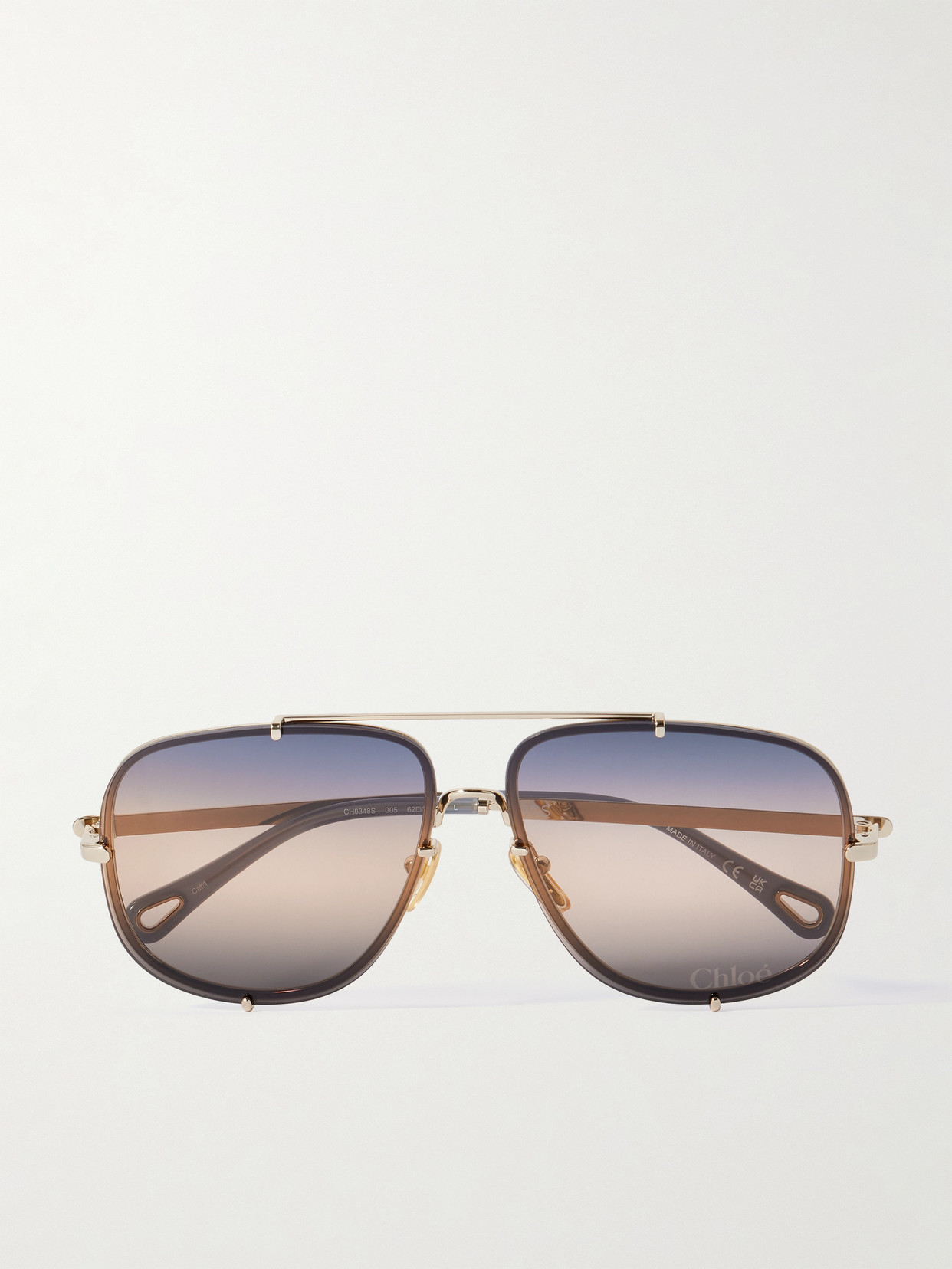 Chloé Ivy Aviator-style Gold-tone Sunglasses In Brown
