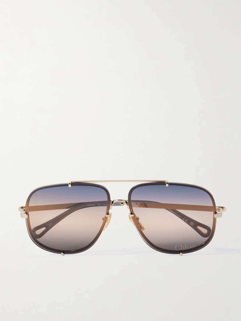 Chloé Ivy Aviator-style Gold-tone Sunglasses
