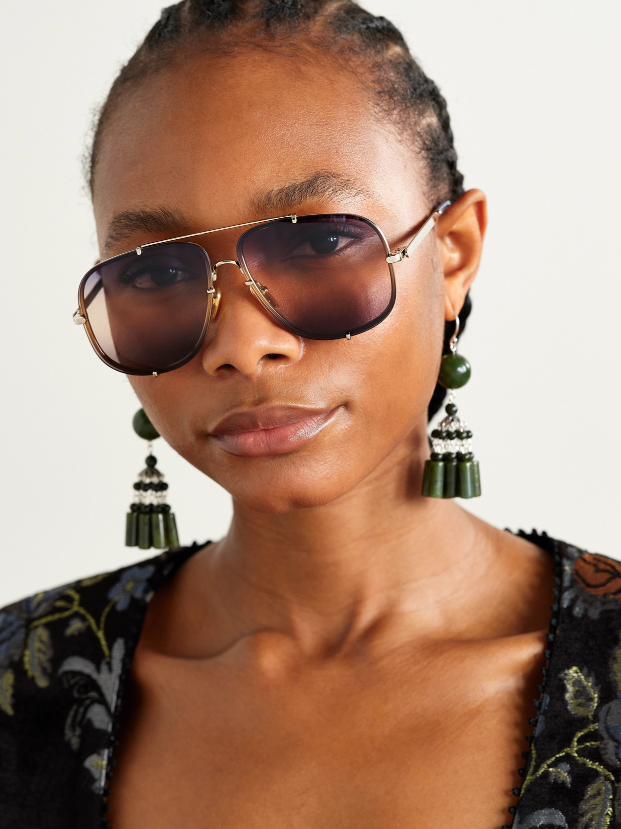 Chloé Ivy Aviator-style Gold-tone Sunglasses In Brown