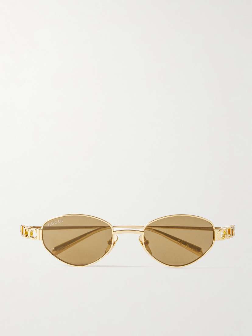 Gucci Eyewear Block Bending Cat-eye Gold-tone Sunglasses