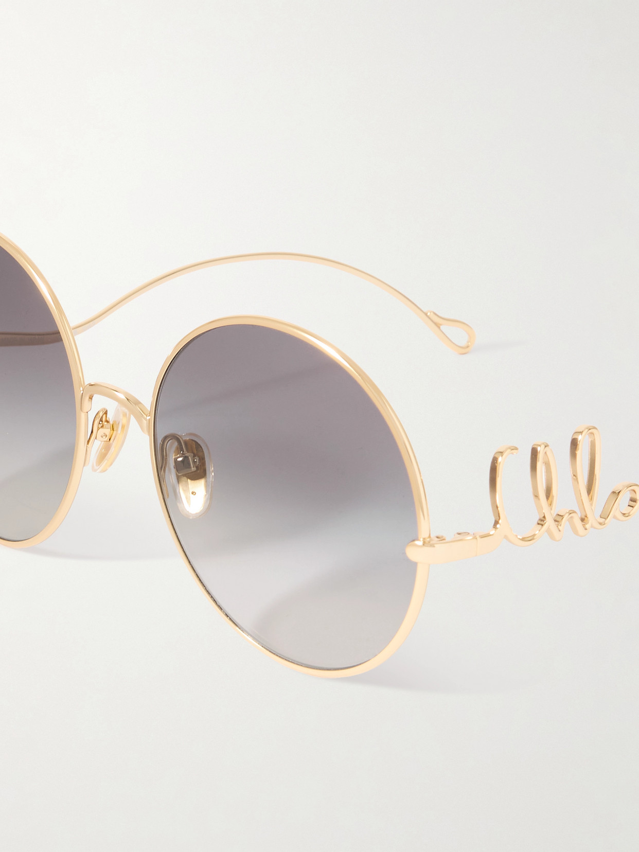 Chloé Iconic Round-frame Gold-tone Sunglasses In Gray