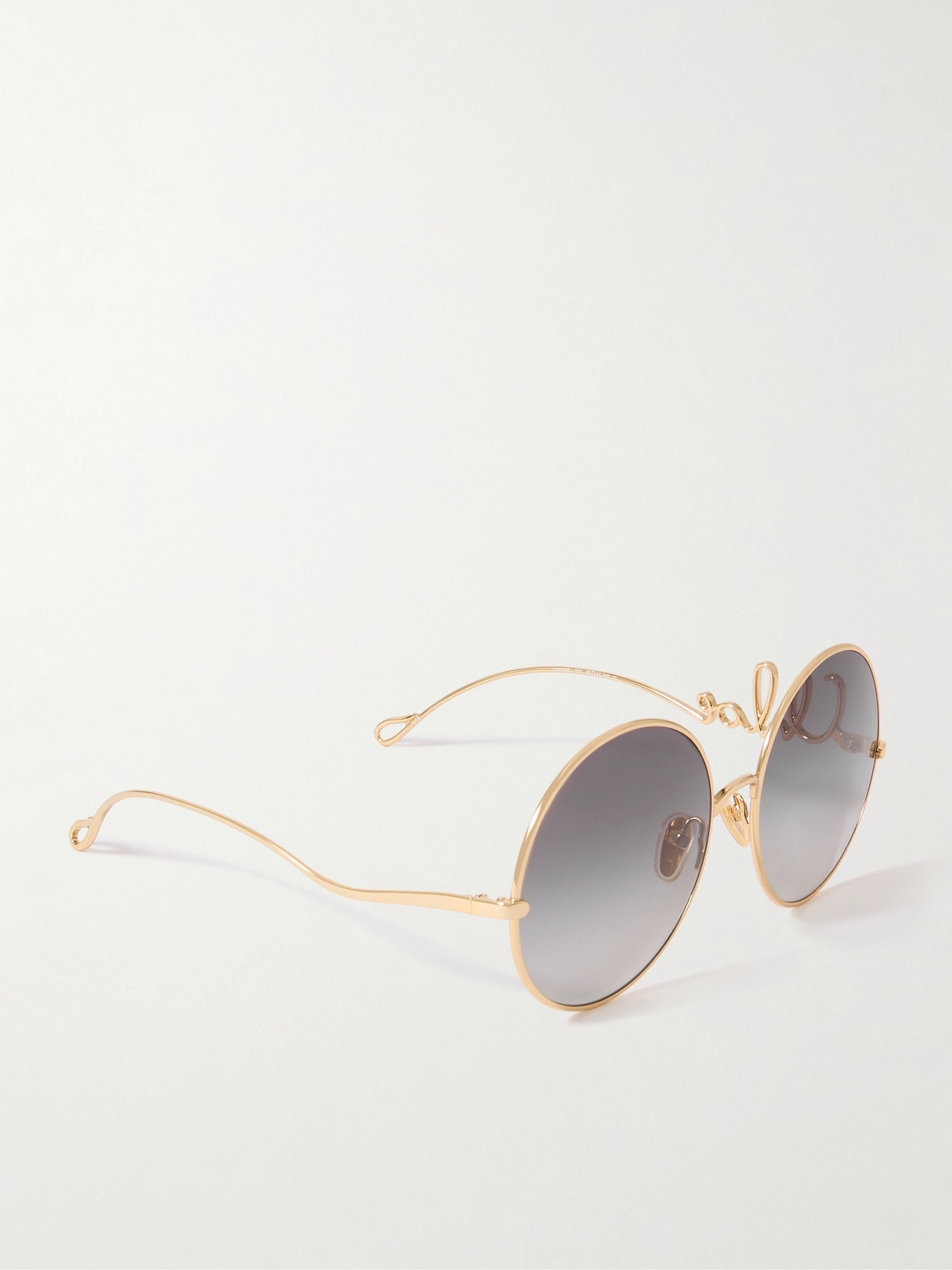 Chloé Iconic Round-frame Gold-tone Sunglasses In Gray