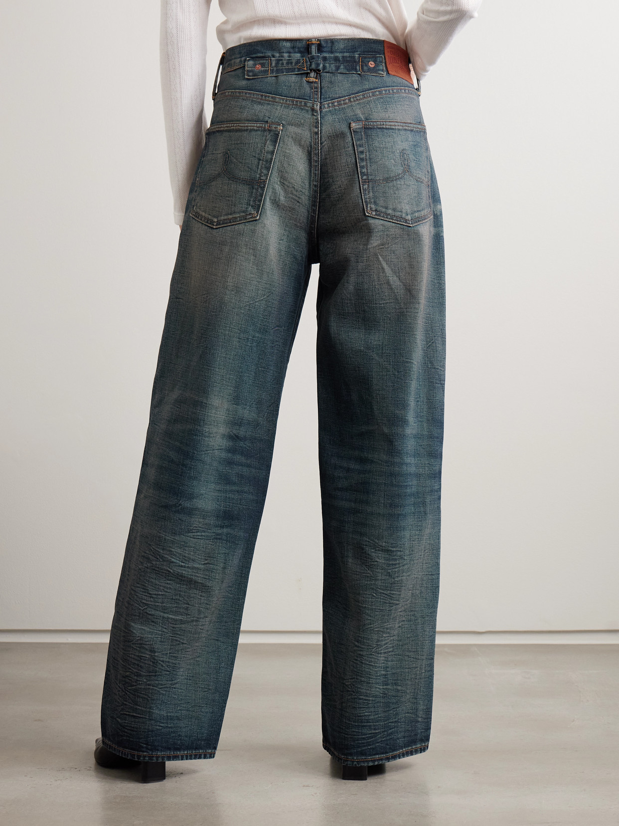 Distressed High-Rise Wide- Leg