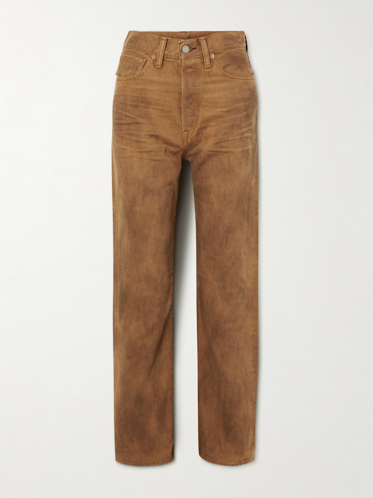 Rrl High-rise Straight-leg Jeans In Brown