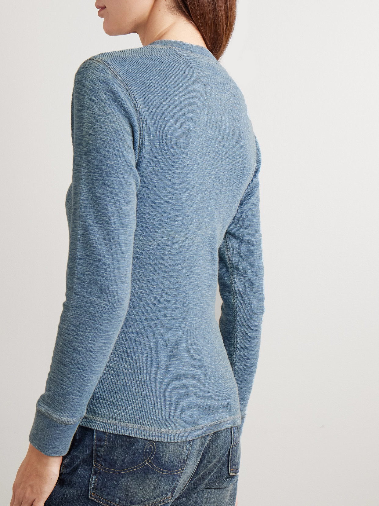 Stretch-Cotton Henley Top