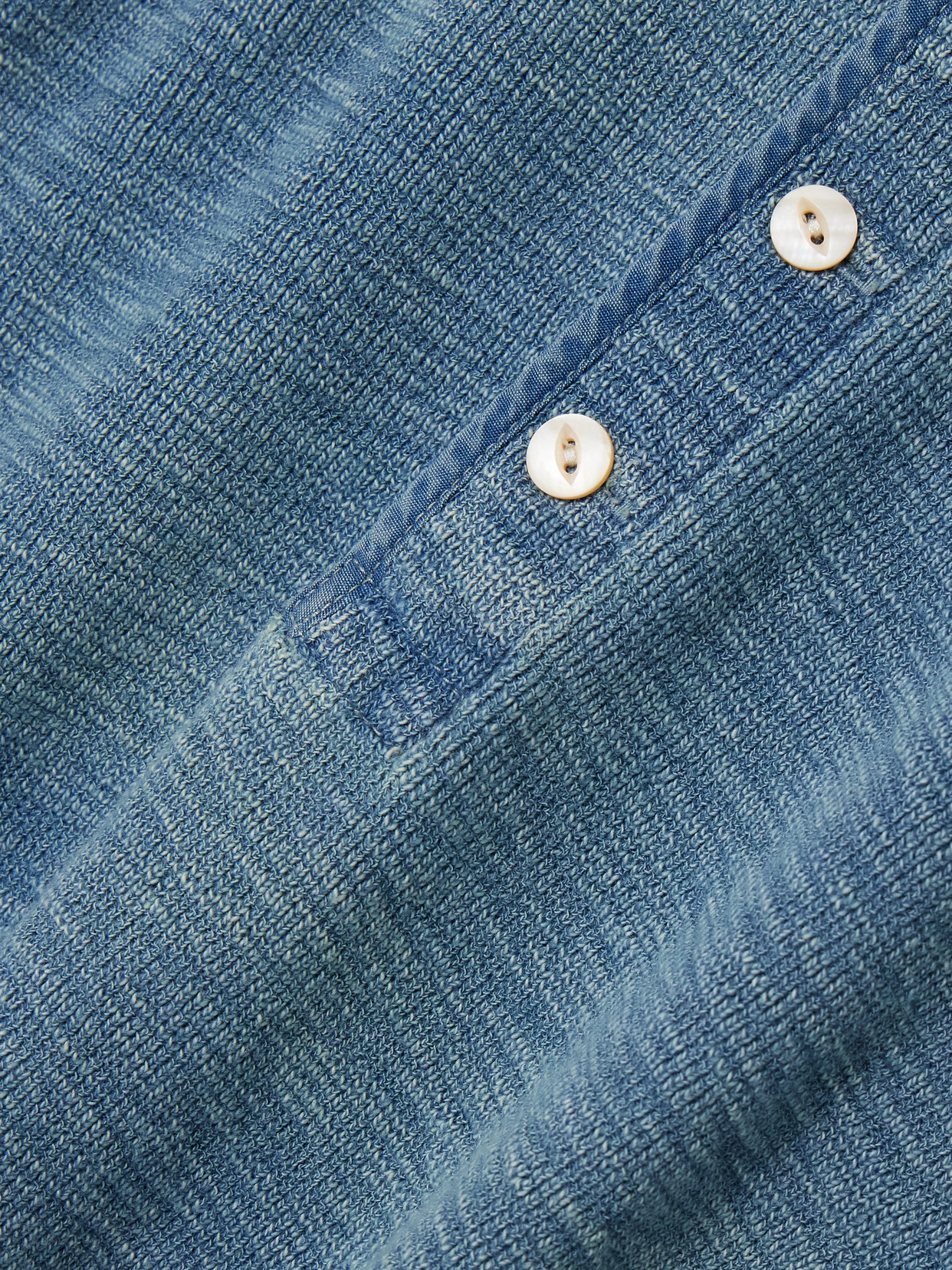 Stretch-Cotton Henley Top