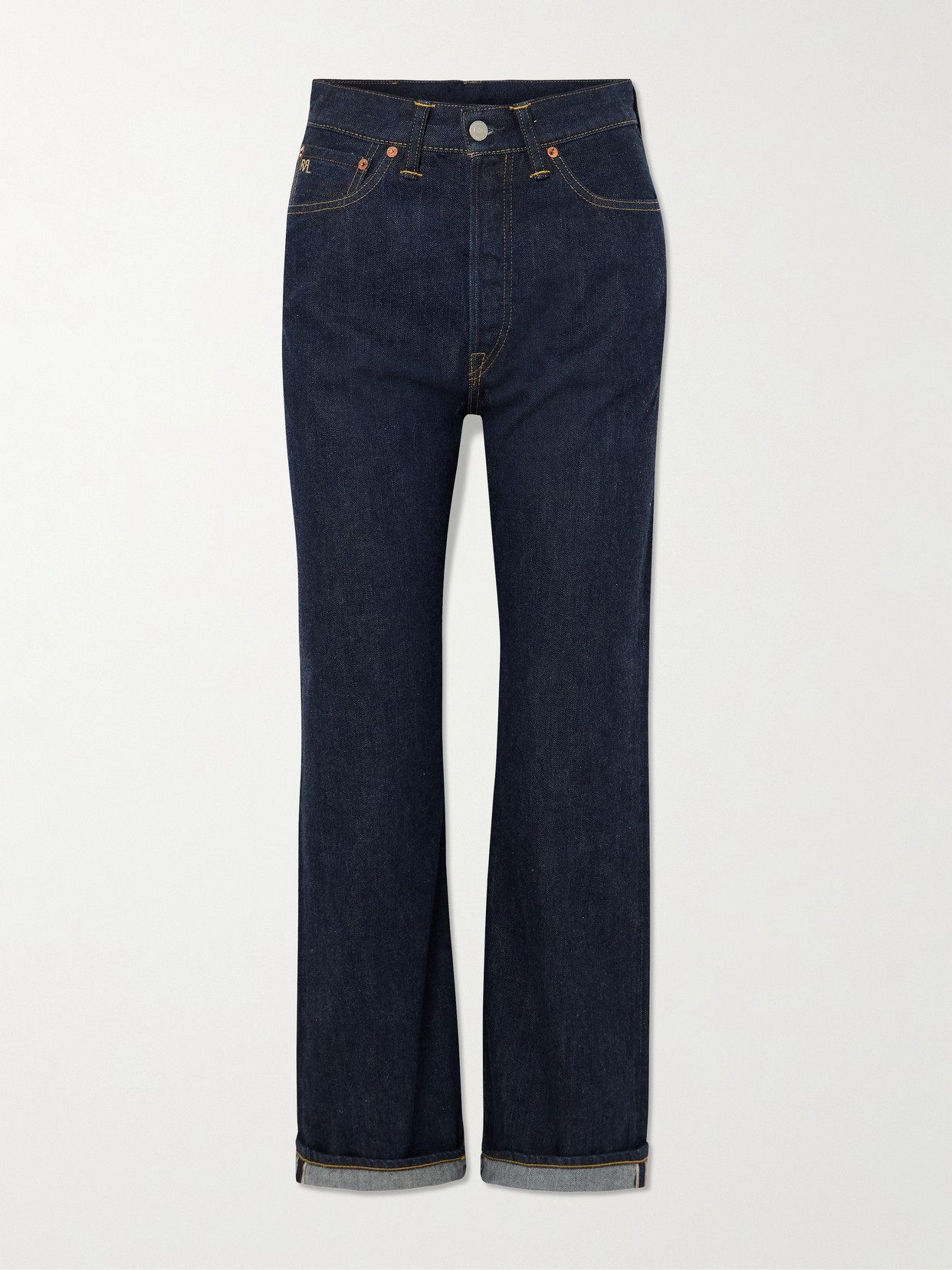 Rrl High-rise Wide-leg Jeans In Black