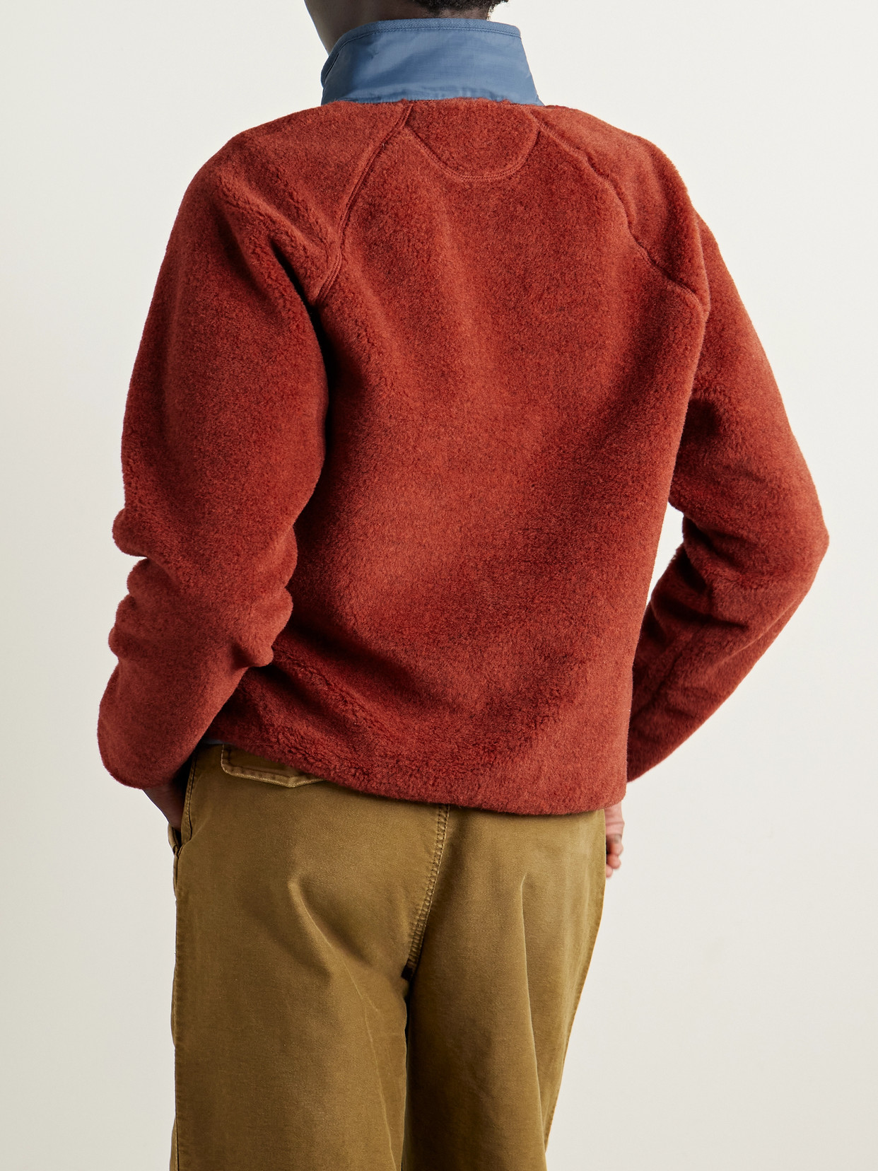 Rrl Shell-trimmed Wool-blend Fleece Jacket In Red